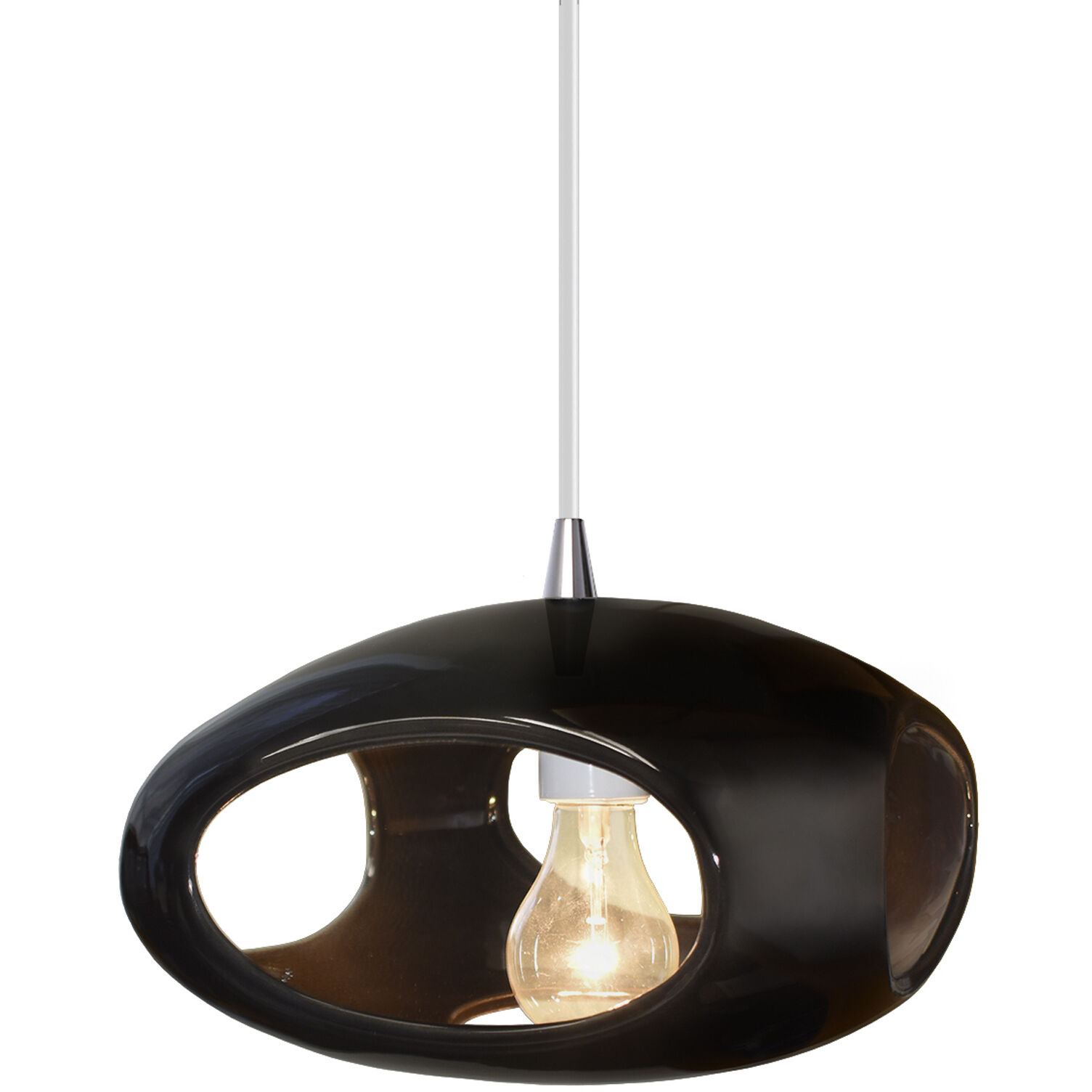 Radiance Collection 1 Light 12 inch Polished Chrome and Gloss Black and White Pendant Ceiling Light