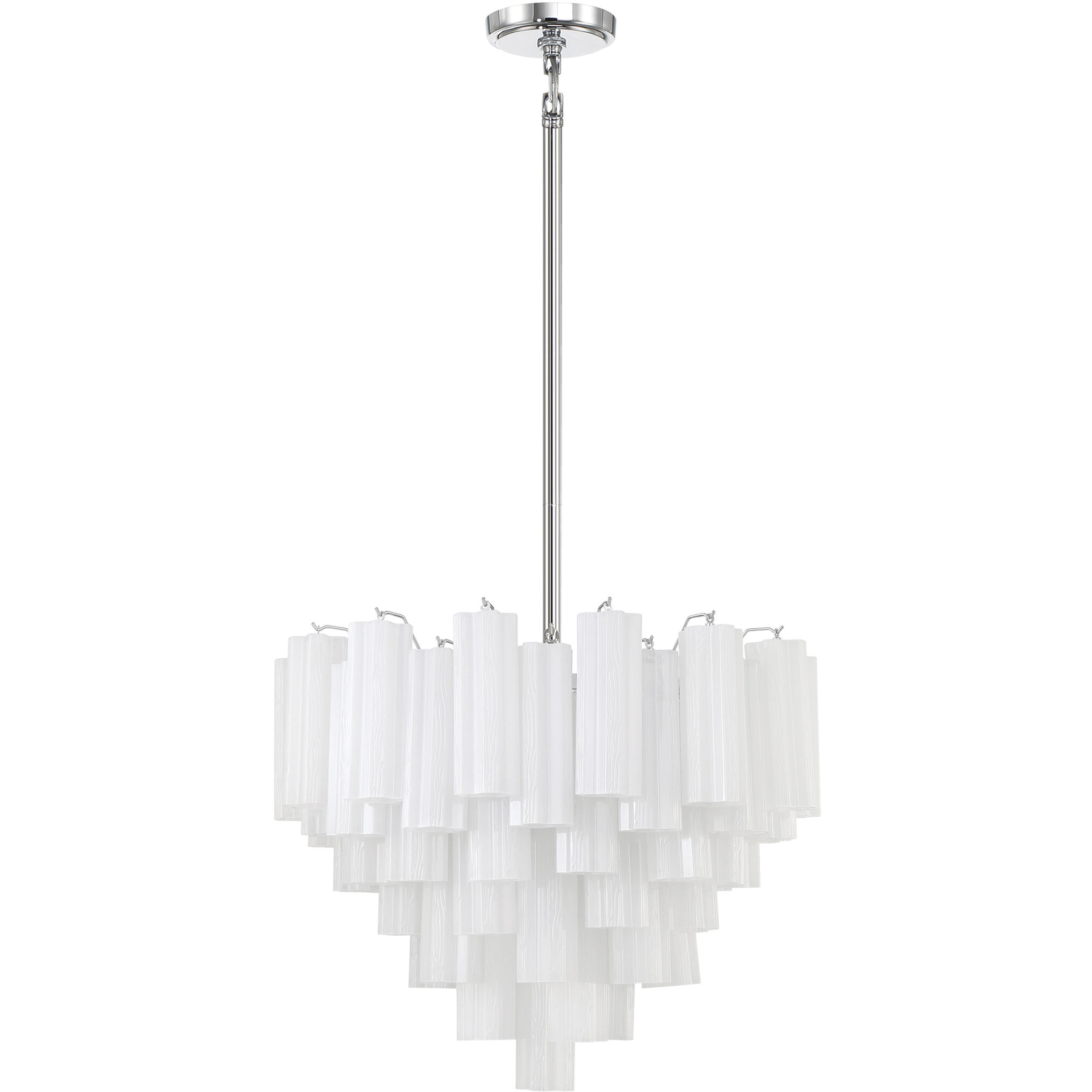 Addis 12 Light 26.75 inch Polished Chrome Chandelier Ceiling Light in Tronchi Glass White