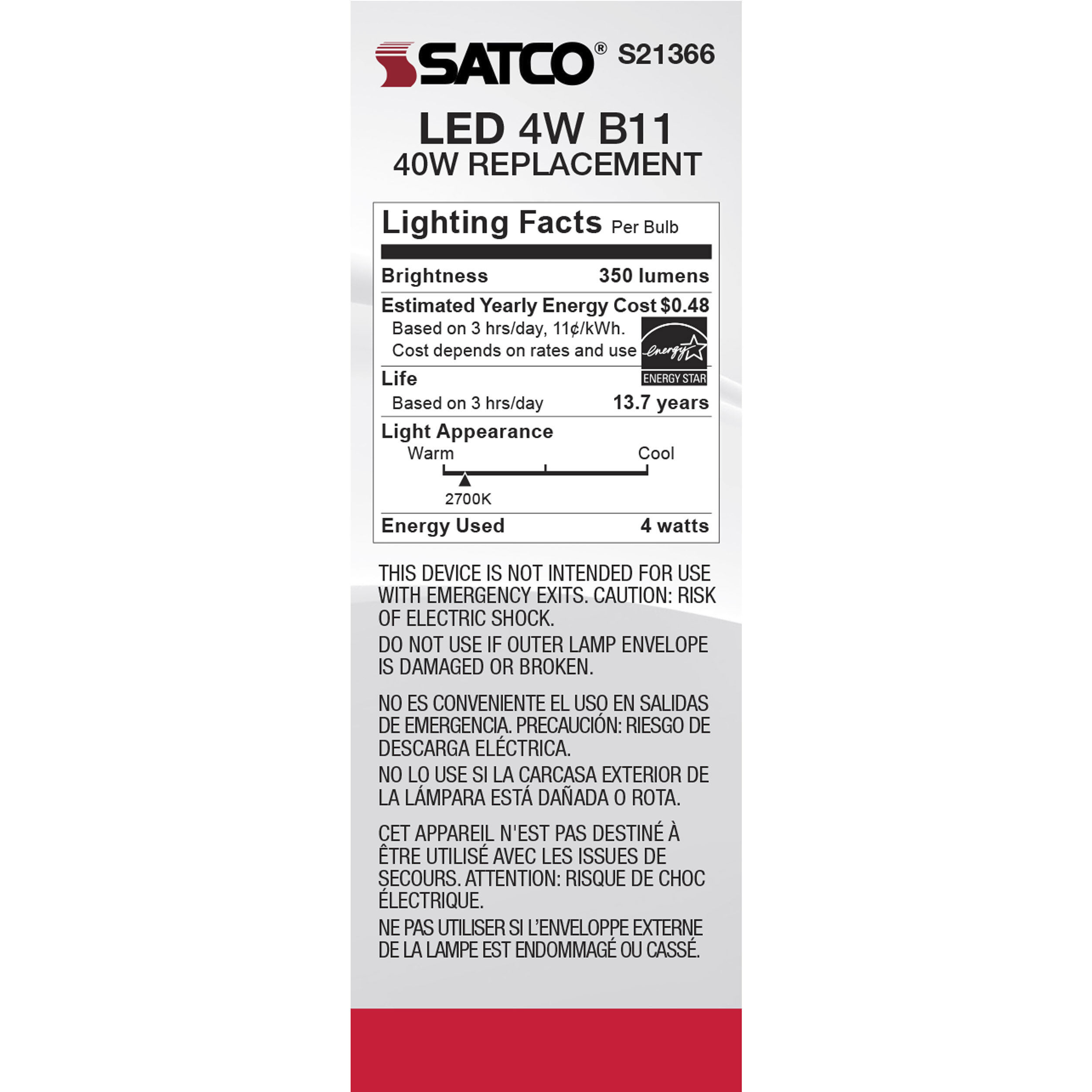 Lumos LED Candelabra Candelabra 4.00 watt 2700K LED Filament