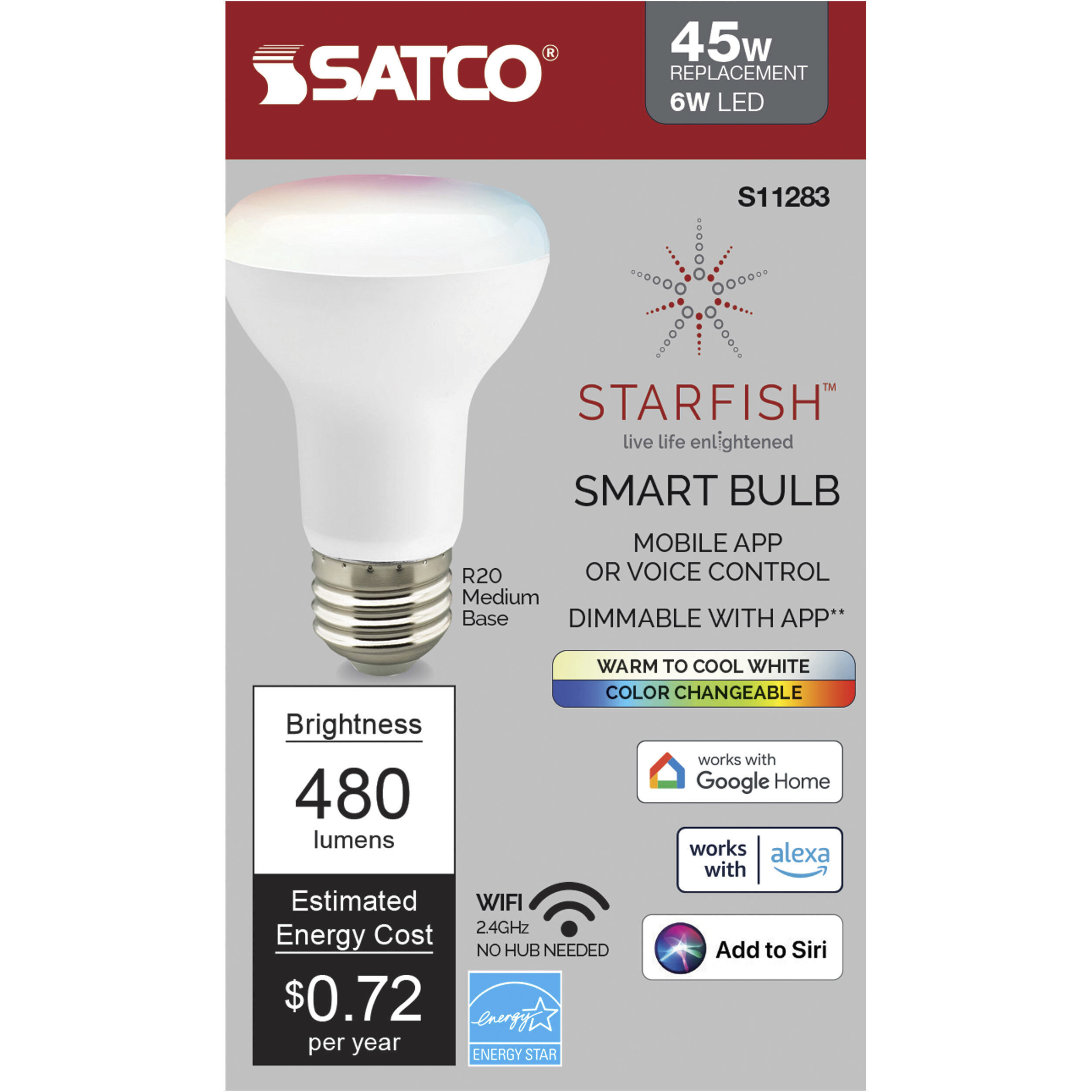 Starfish IOT LED R20 E26 6.00 watt 120V 2700K-5000K Bulb