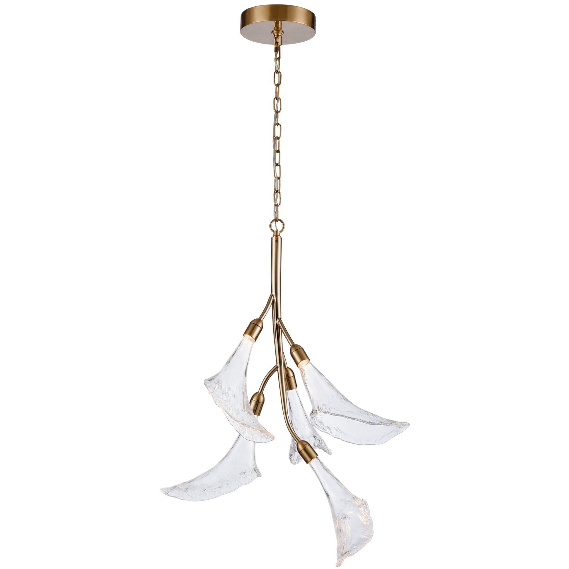Calla LED 23.5 inch Natural Brass Chandelier Ceiling Light, Converts to Semi Flush