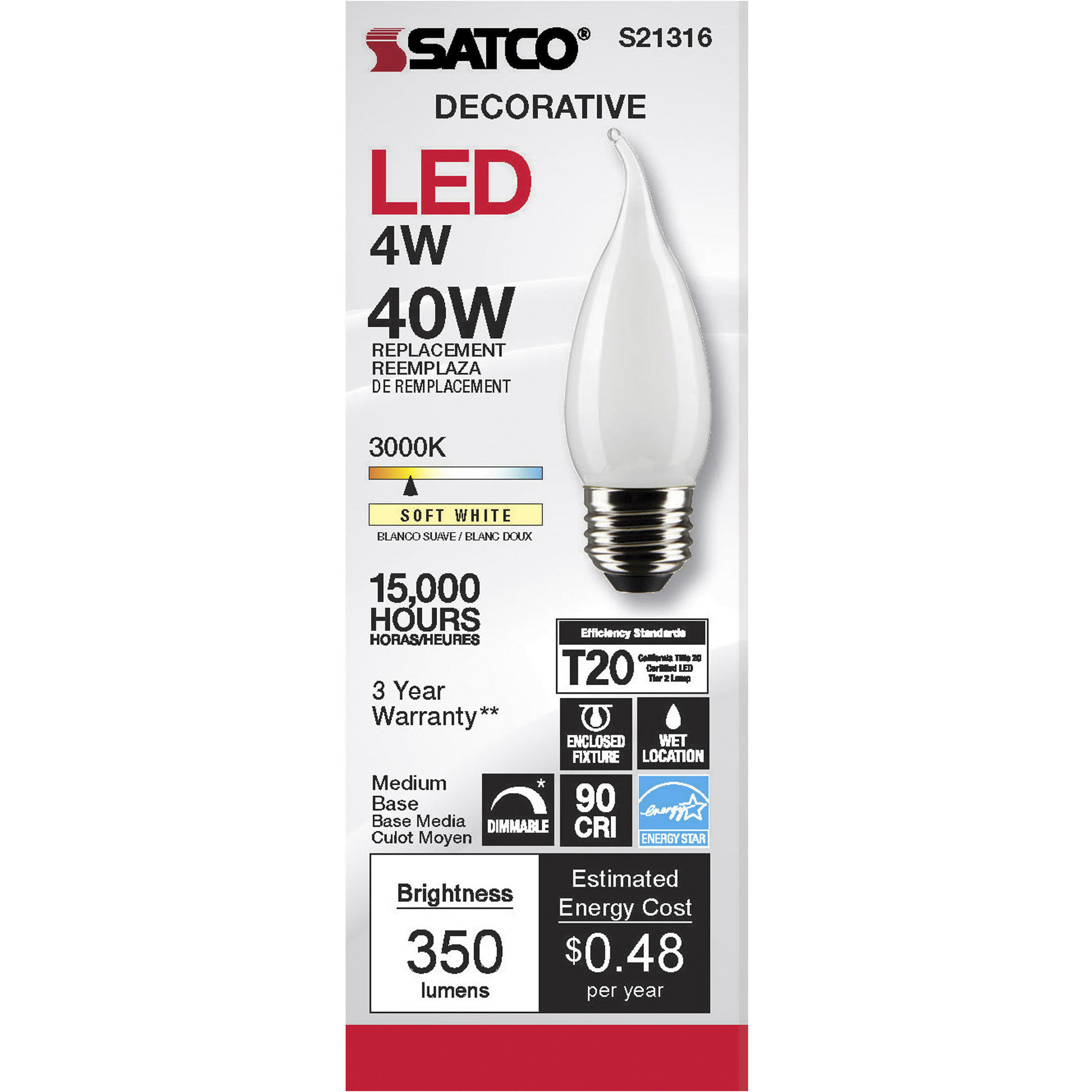 Lumos LED Medium Medium 4.00 watt 3000K LED Filament