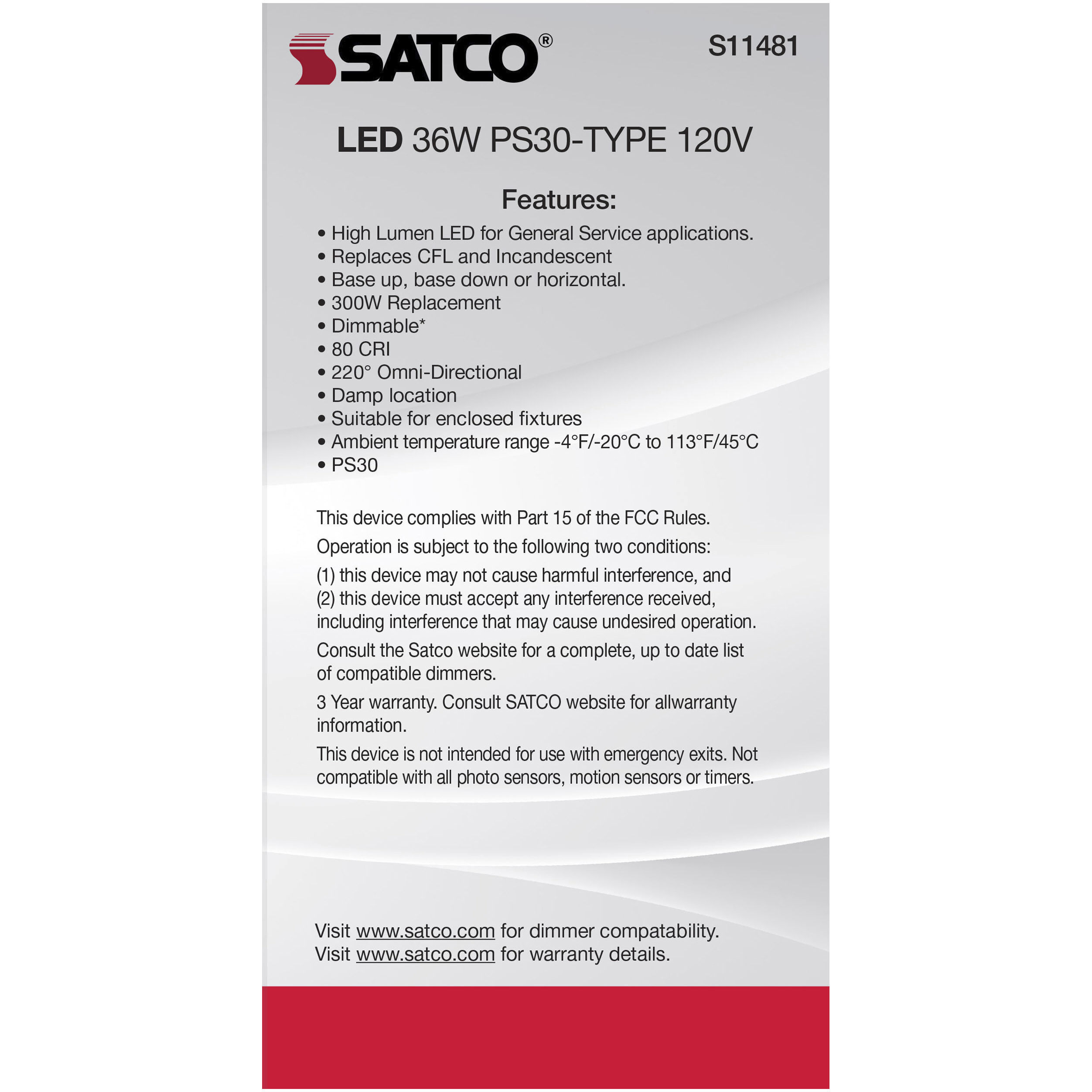 Lumos Medium 36.00 watt 4000 Utility Lamp