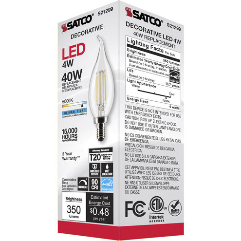 Lumos LED Candelabra Candelabra 4.00 watt 5000K LED Filament