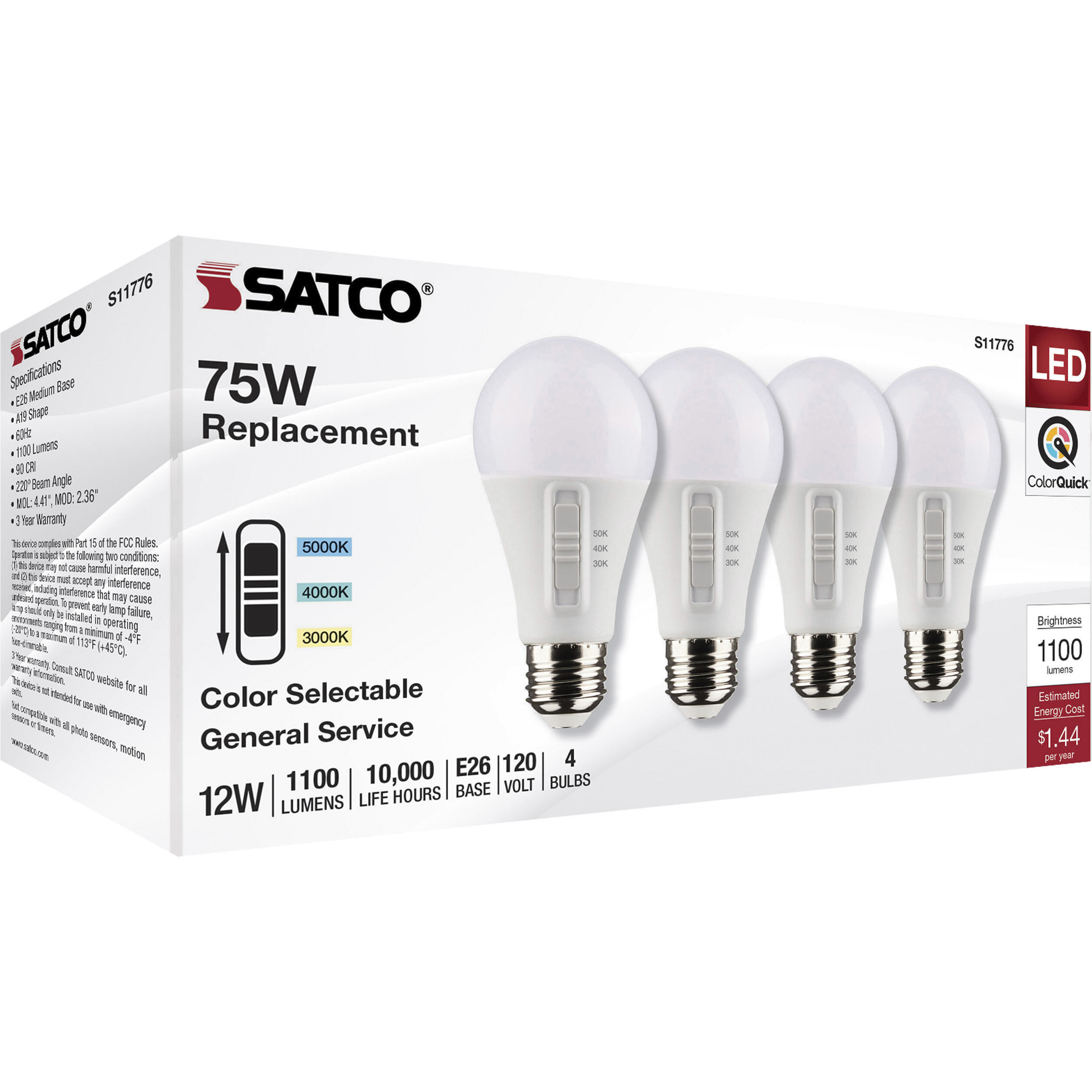 Lumos Medium 12.00 watt 3000K Light Bulb, Pack of 4
