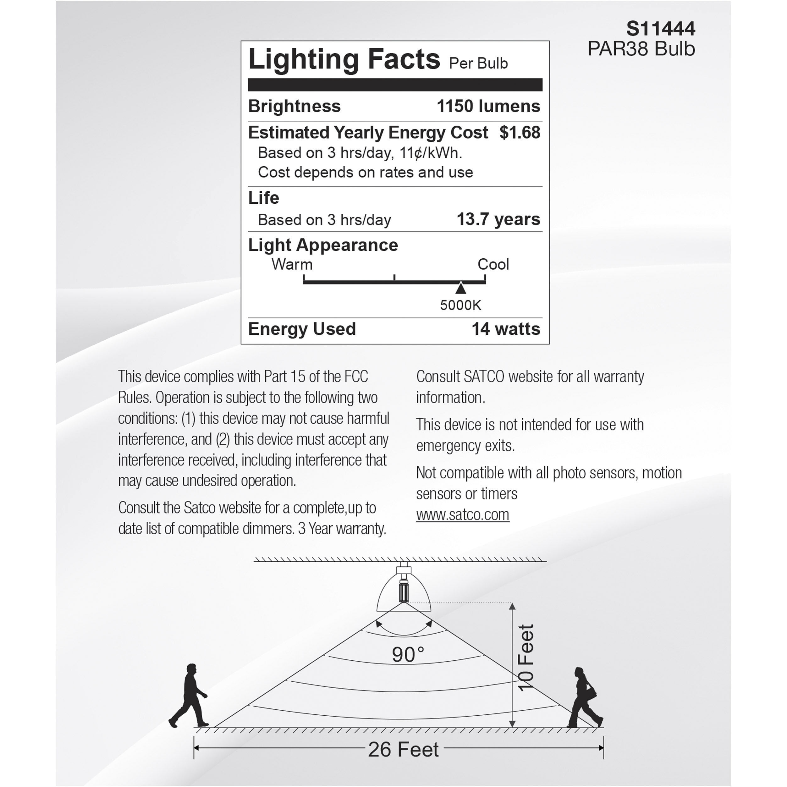Lumos LED PAR38 Medium 14 watt 120 5000K Light Bulb, LED PAR