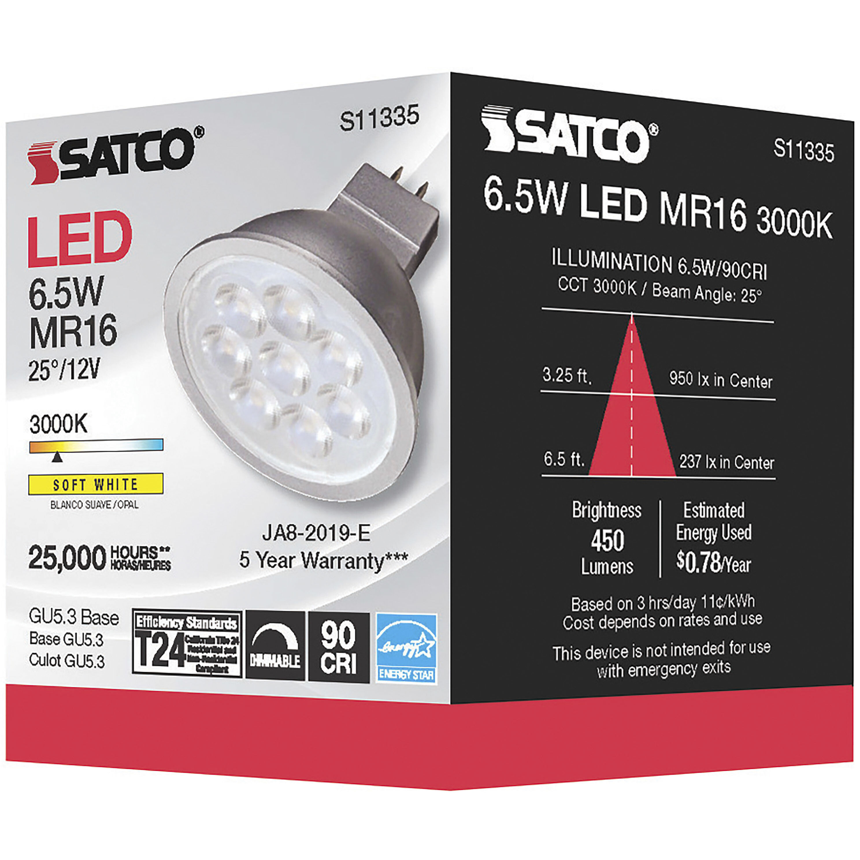 Lumos LED MR16 Bi Pin GU5.3 6.50 watt 3000K Light Bulb