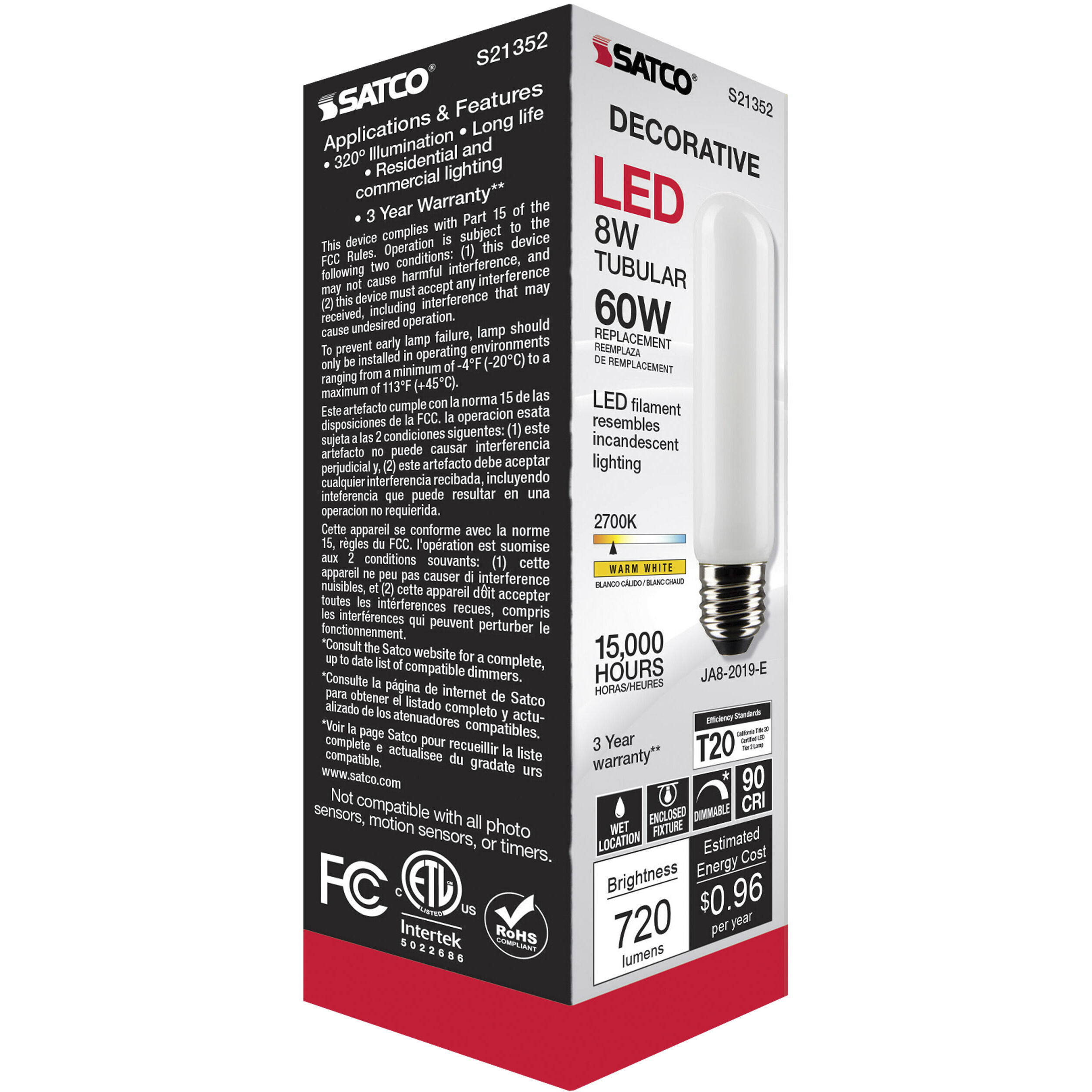 Lumos LED Medium Medium 8.00 watt 2700K LED Filament 