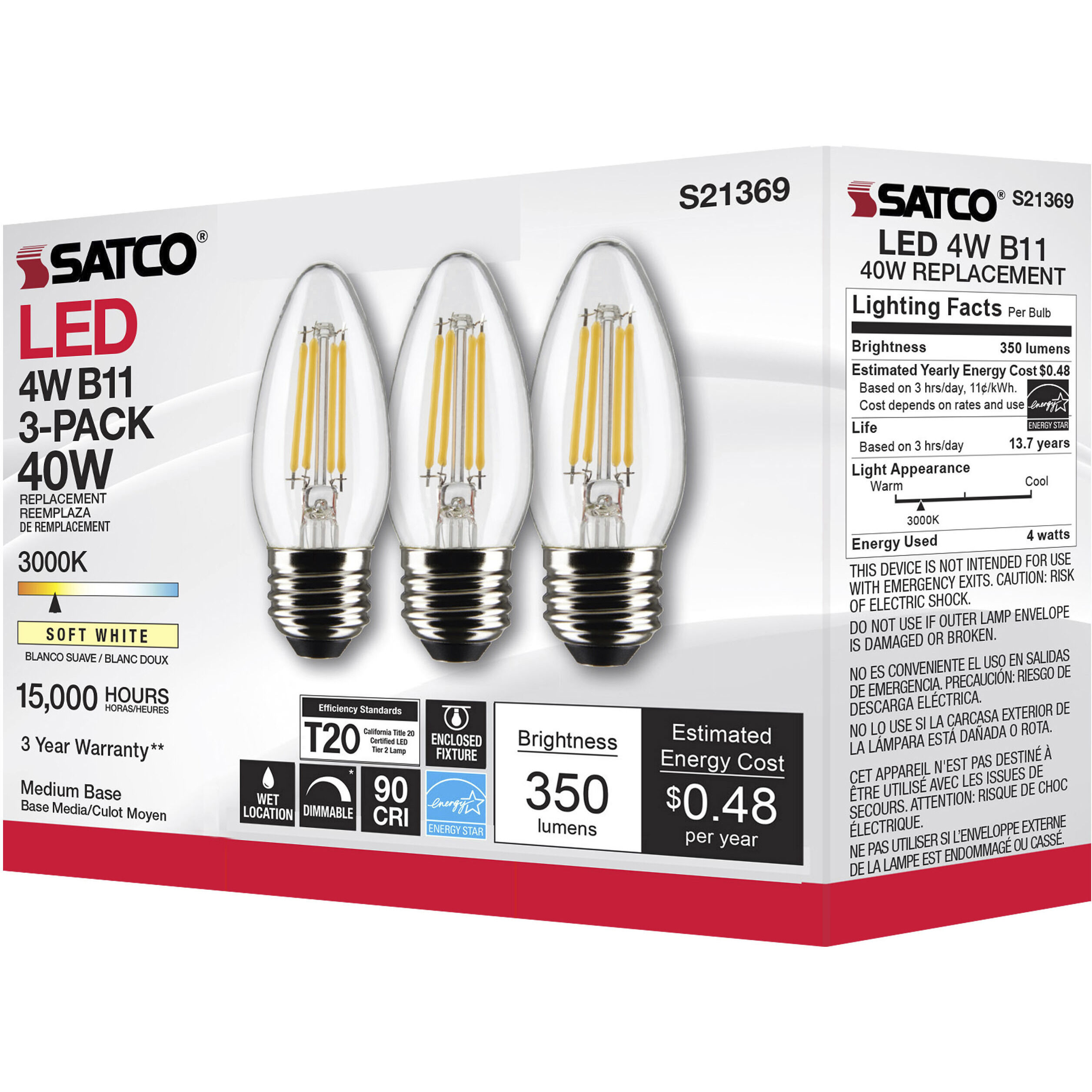 Lumos LED Medium Medium 4.00 watt 3000K LED Filament