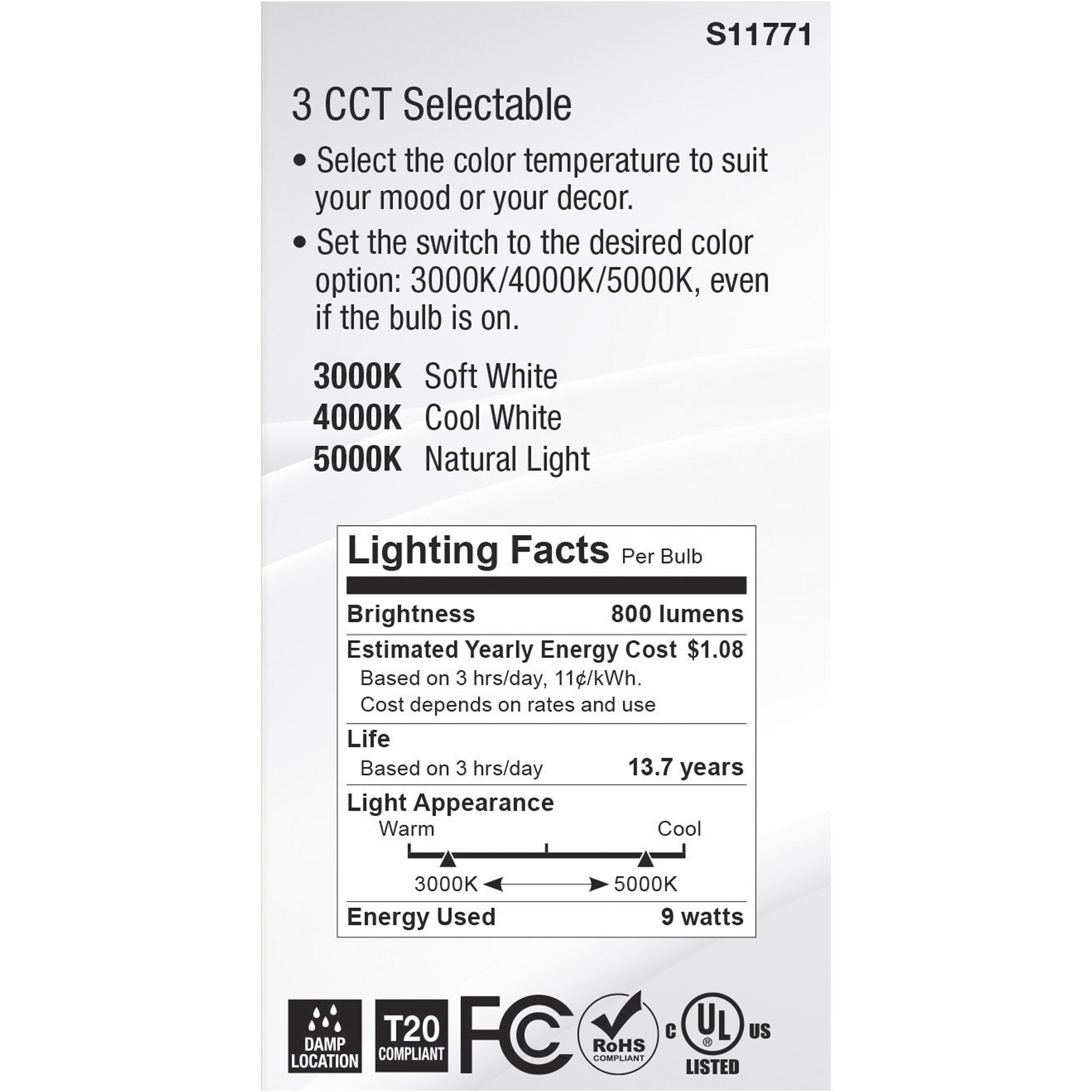 Lumos Medium 9.00 watt 3000K Light Bulb