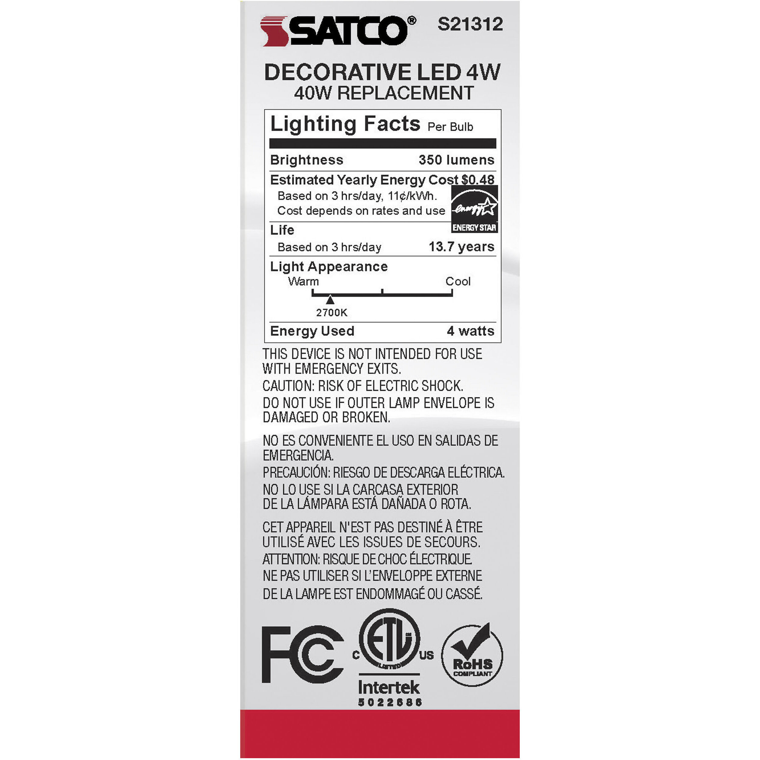 Lumos LED Medium Medium 4.00 watt 2700K LED Filament