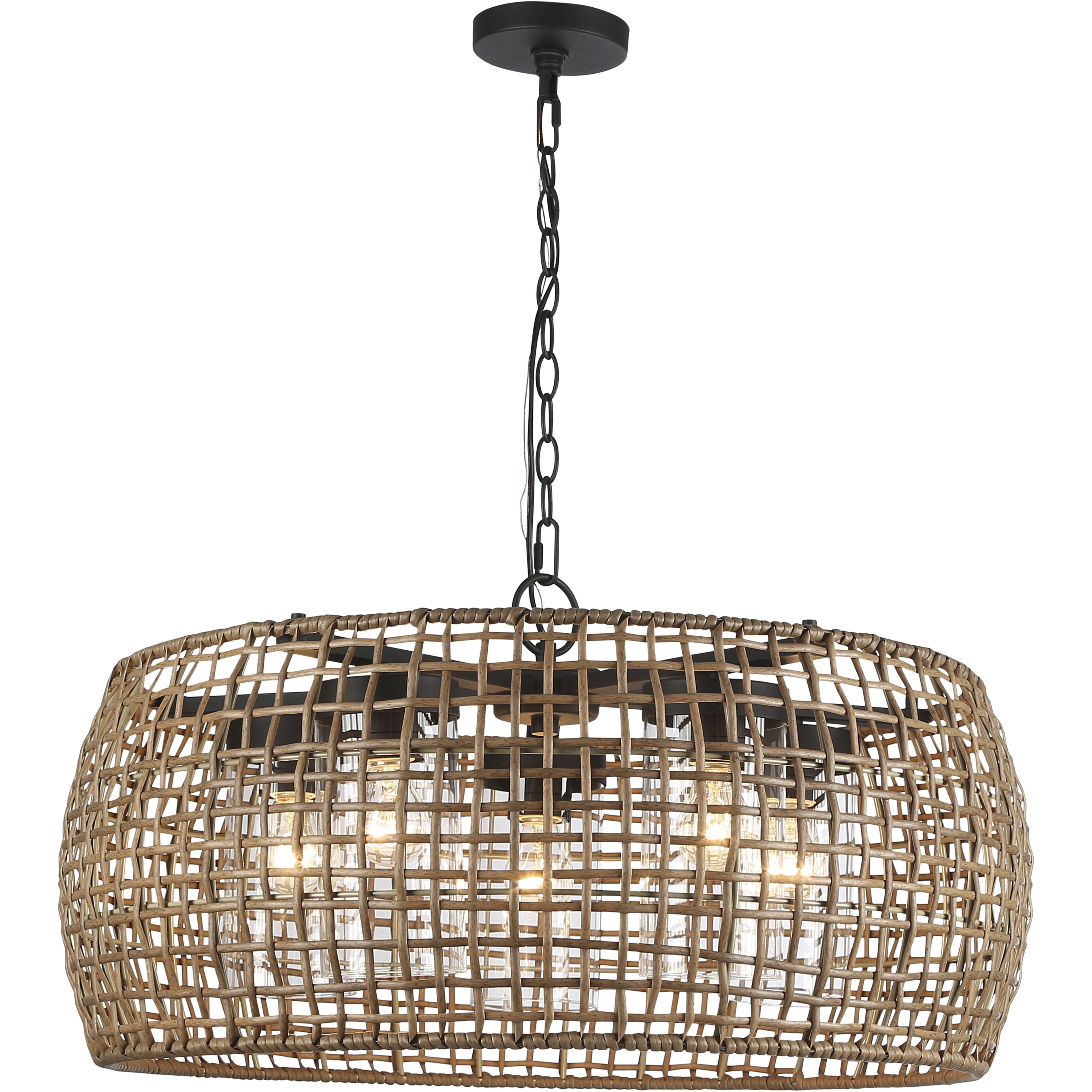 Piper 5 Light 27.5 inch Natural Black Outdoor Pendant