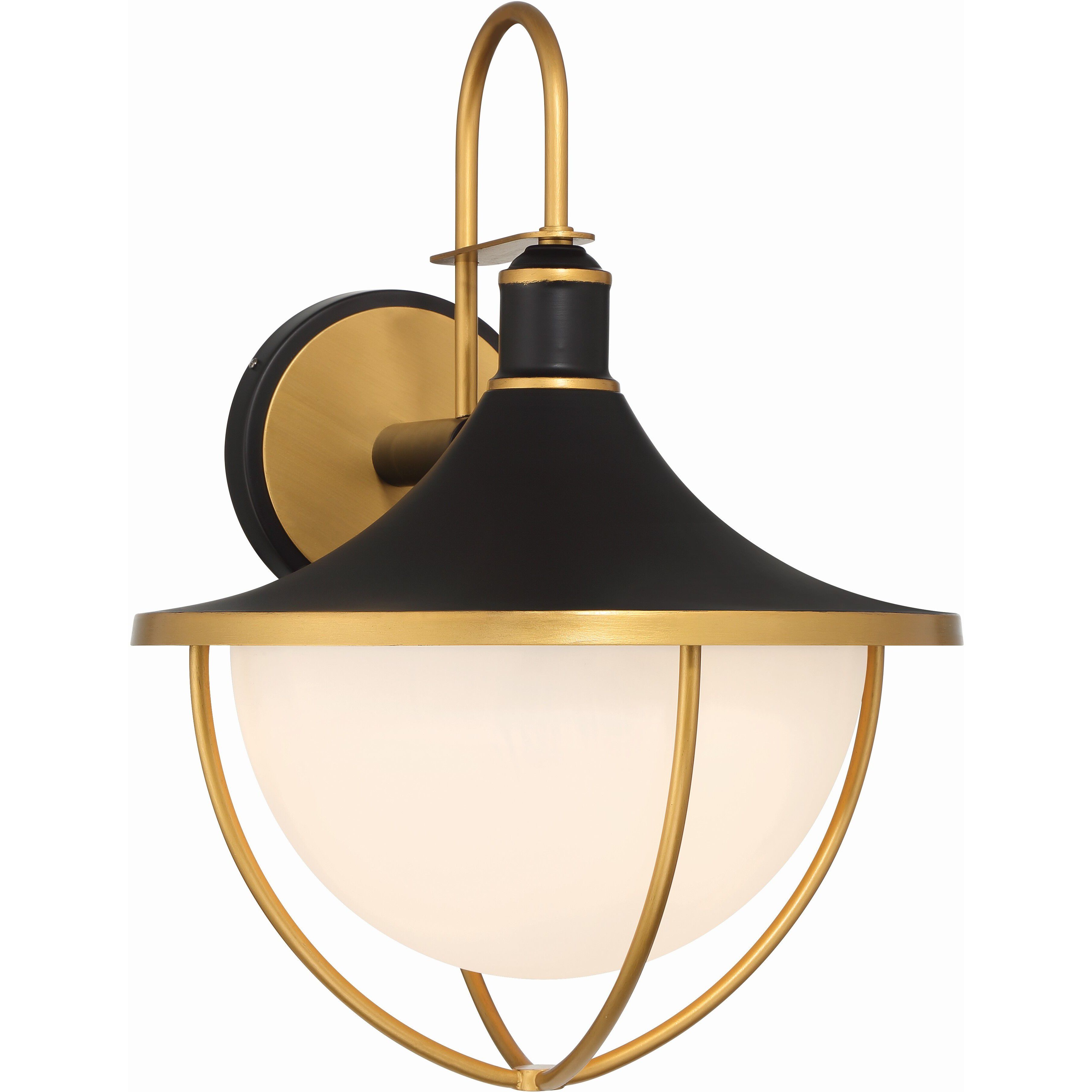 Atlas 3 Light 22 inch Matte Black and Textured Gold Outdoor Sconce