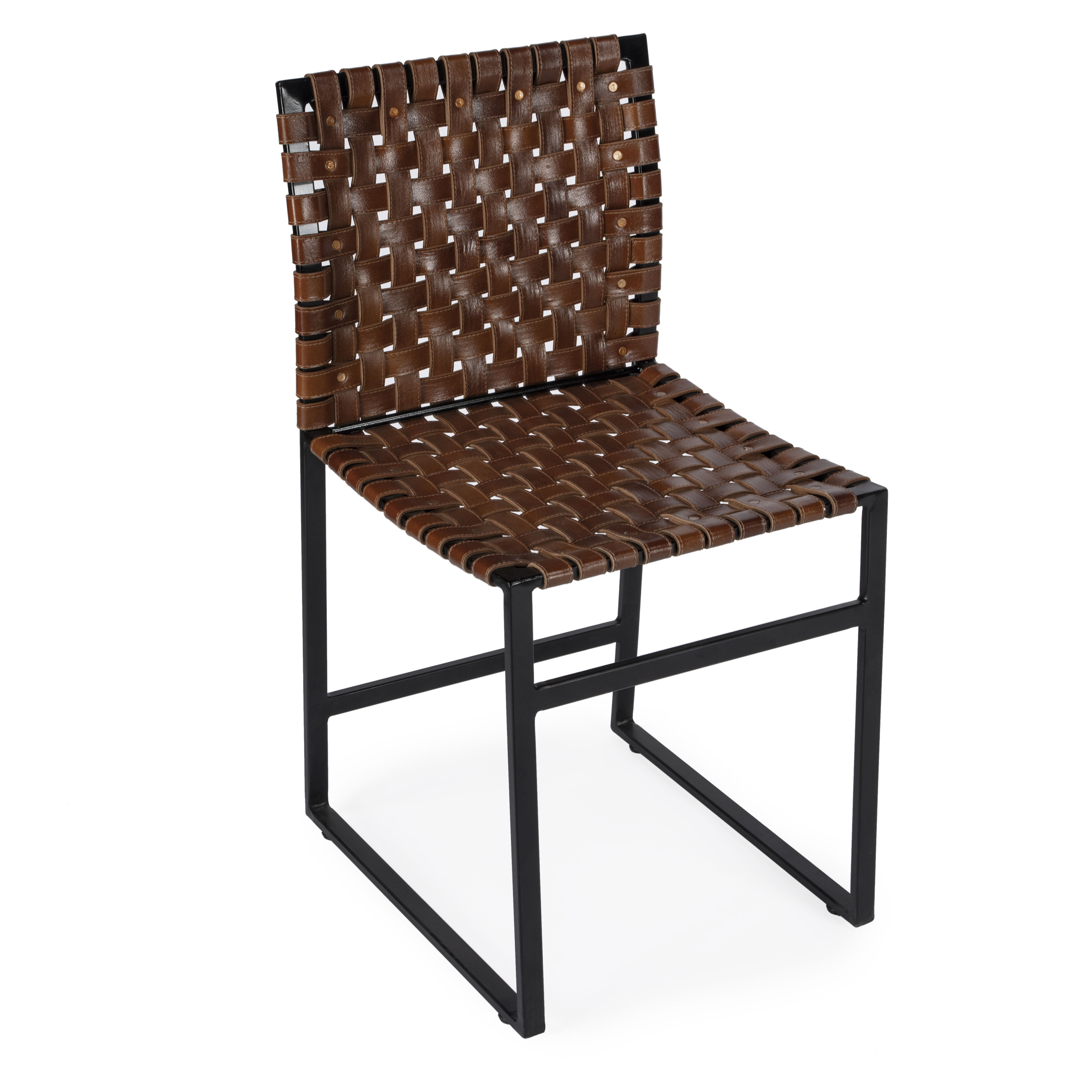 Urban Brown Woven Leather Accent Chair