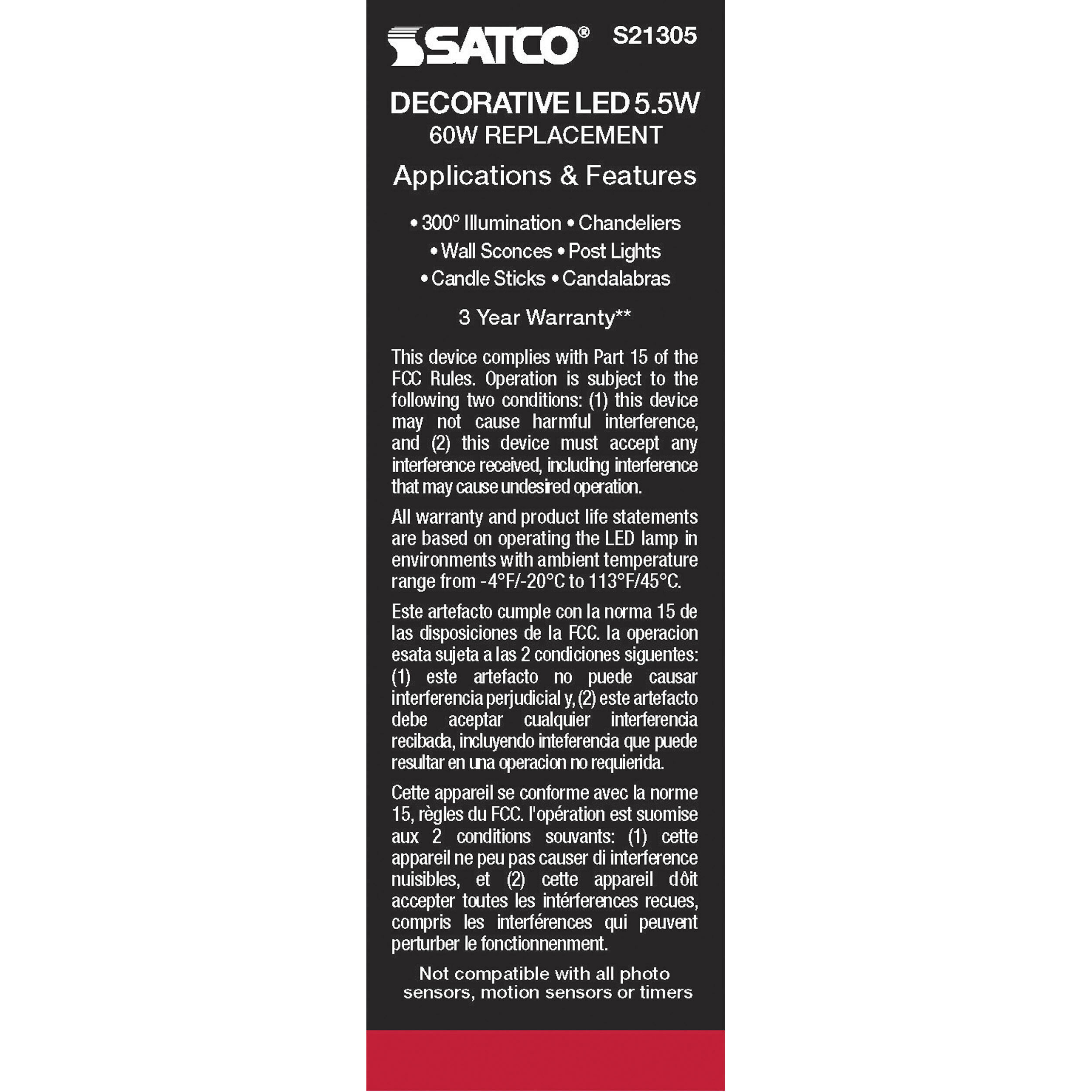 Lumos LED Candelabra Candelabra 5.50 watt 3000K LED Filament