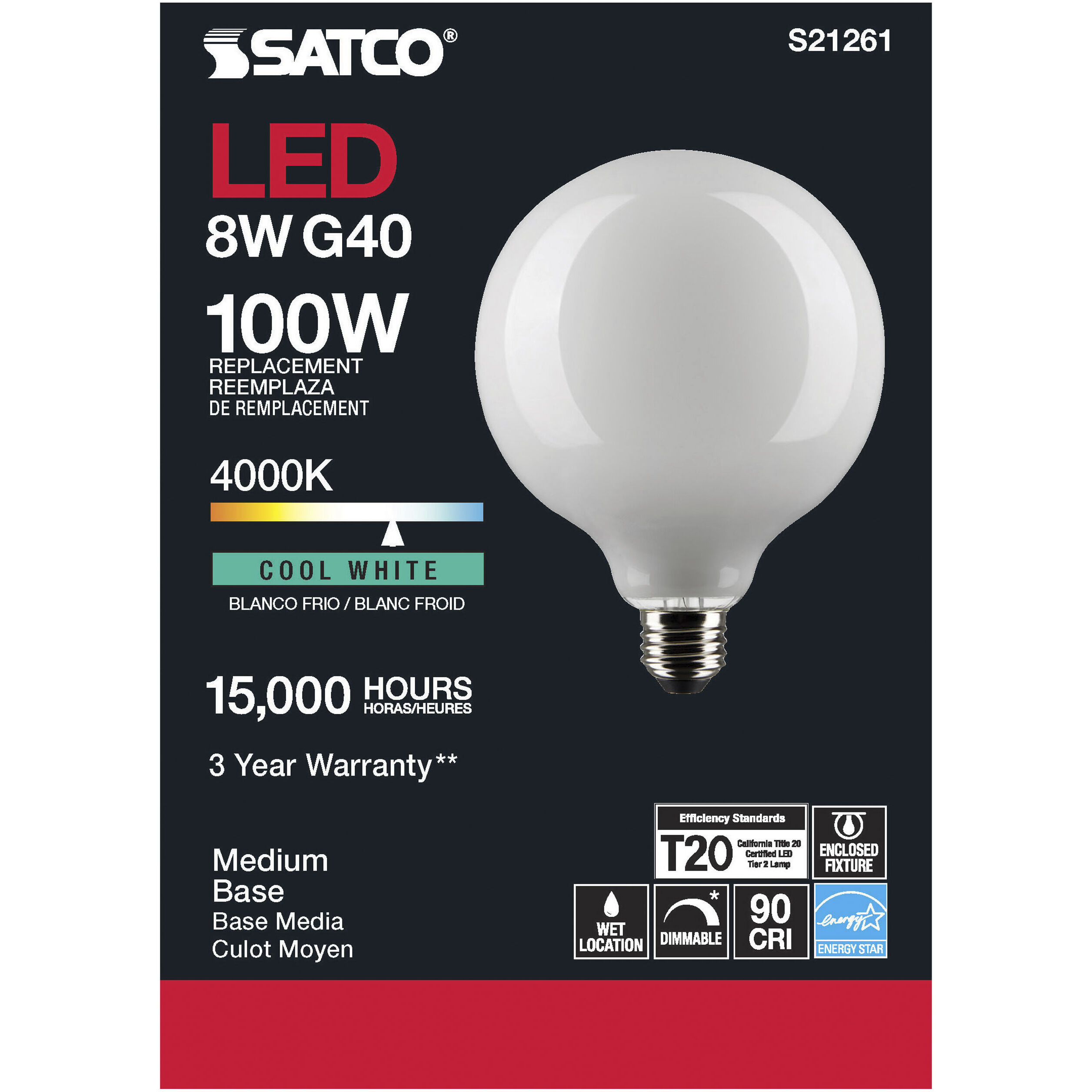 Lumos LED Medium Medium 8.00 watt 4000K LED Filament