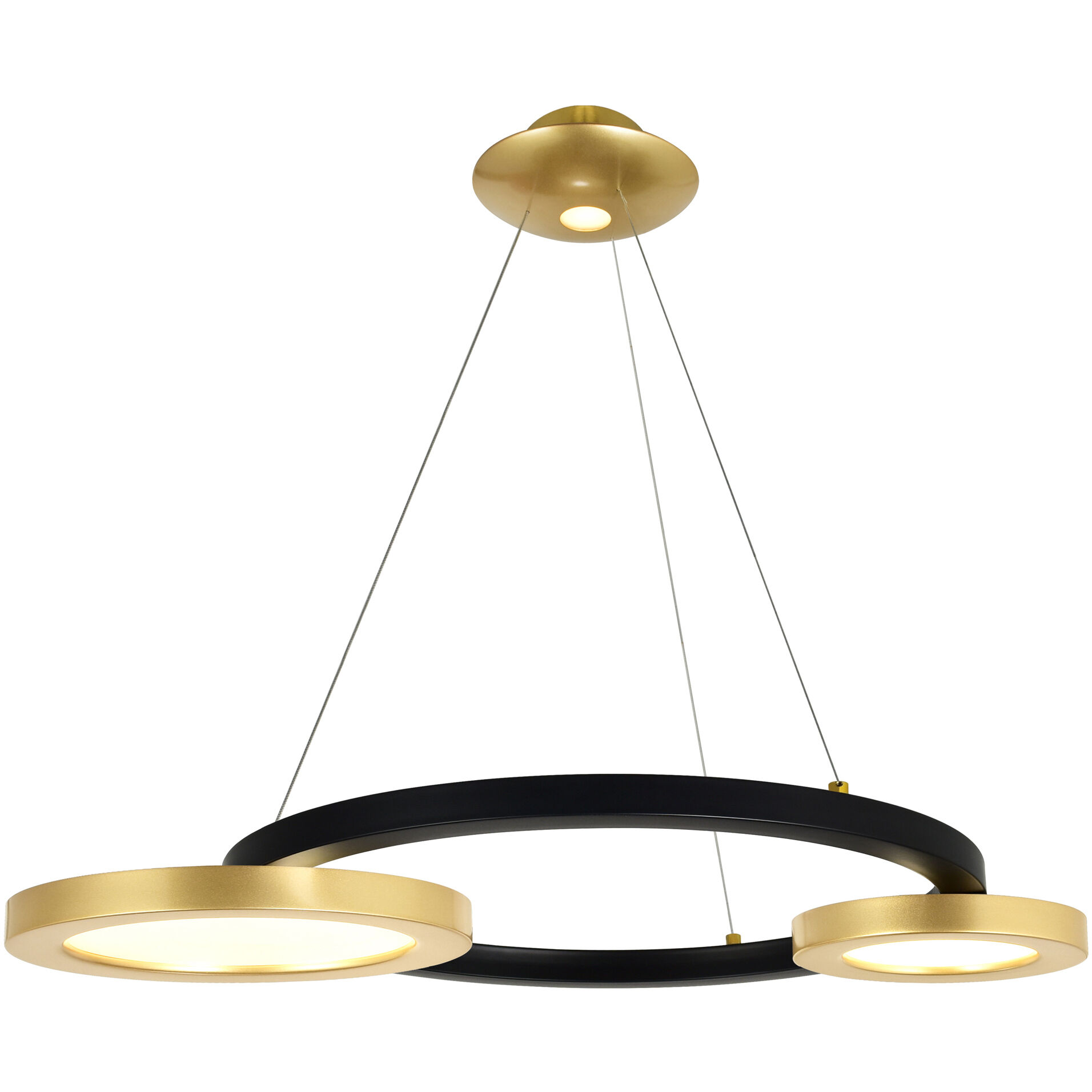 Deux Lunes LED 29 inch Brass and Pearl Black Island/Pool Table Light Ceiling Light