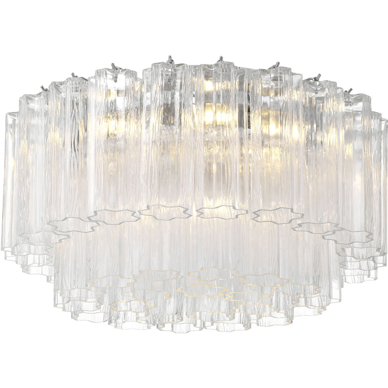 Addis 7 Light 22.25 inch Polished Chrome Flush Ceiling Light in Tronchi Glass Clear