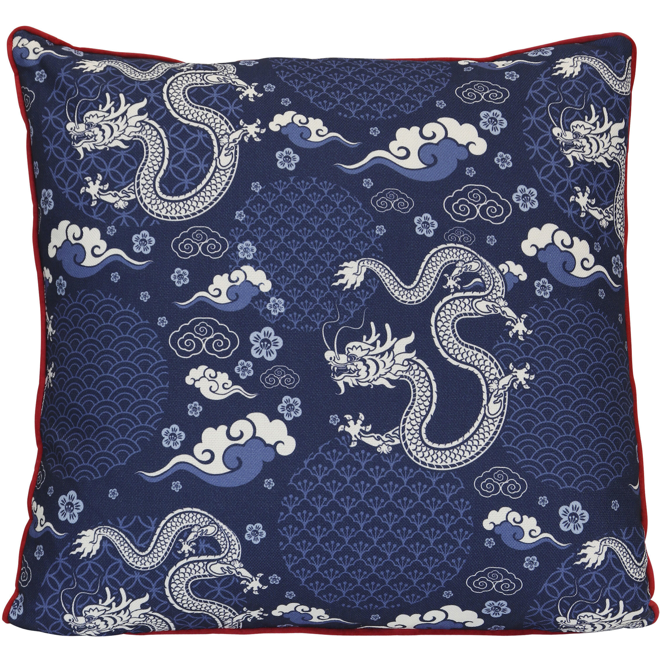 Chinoiserie 22 inch Deep Navy Pillow in 22" x 22"