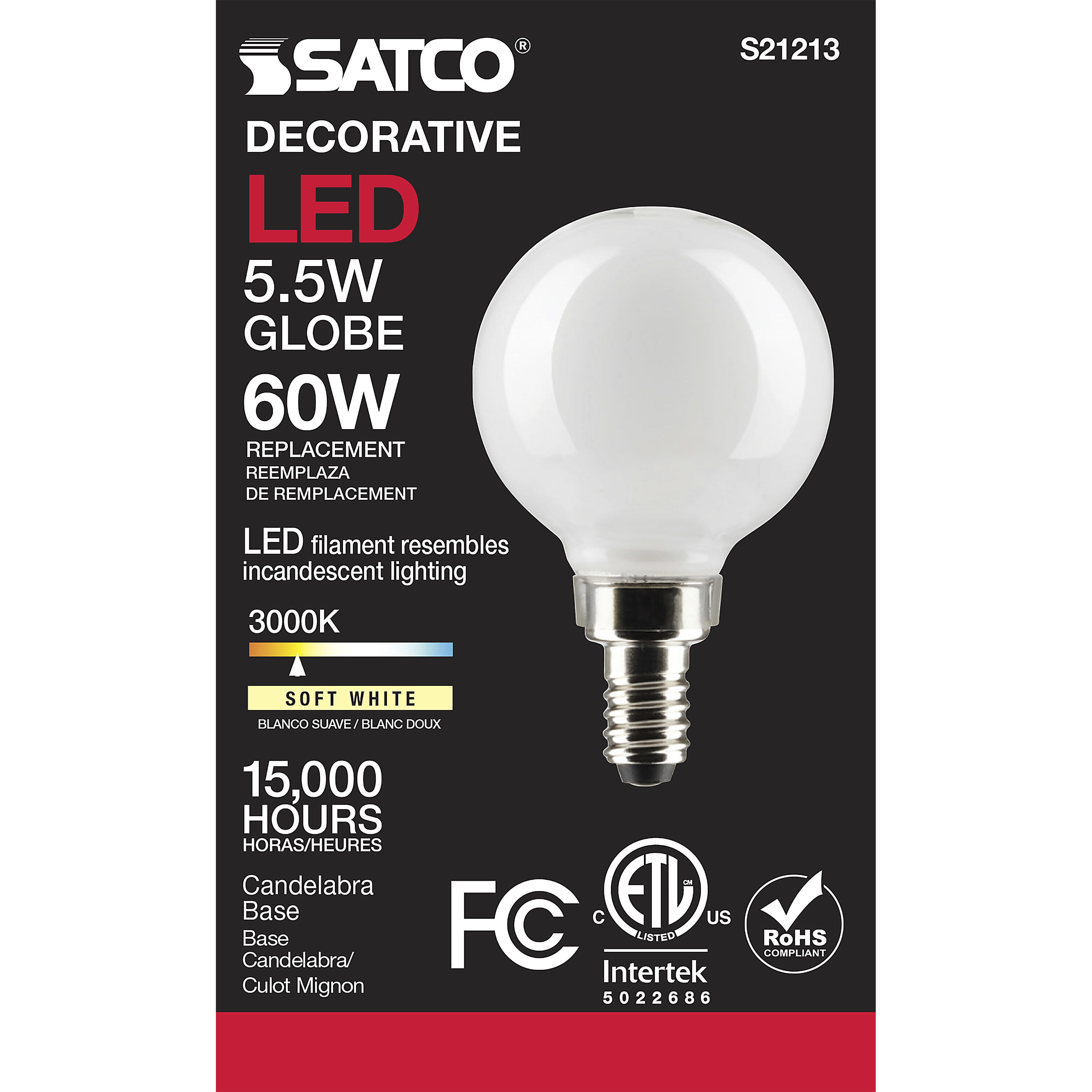 Satco S21213 Lumos LED Candelabra Candelabra 5.50 watt 3000K LED