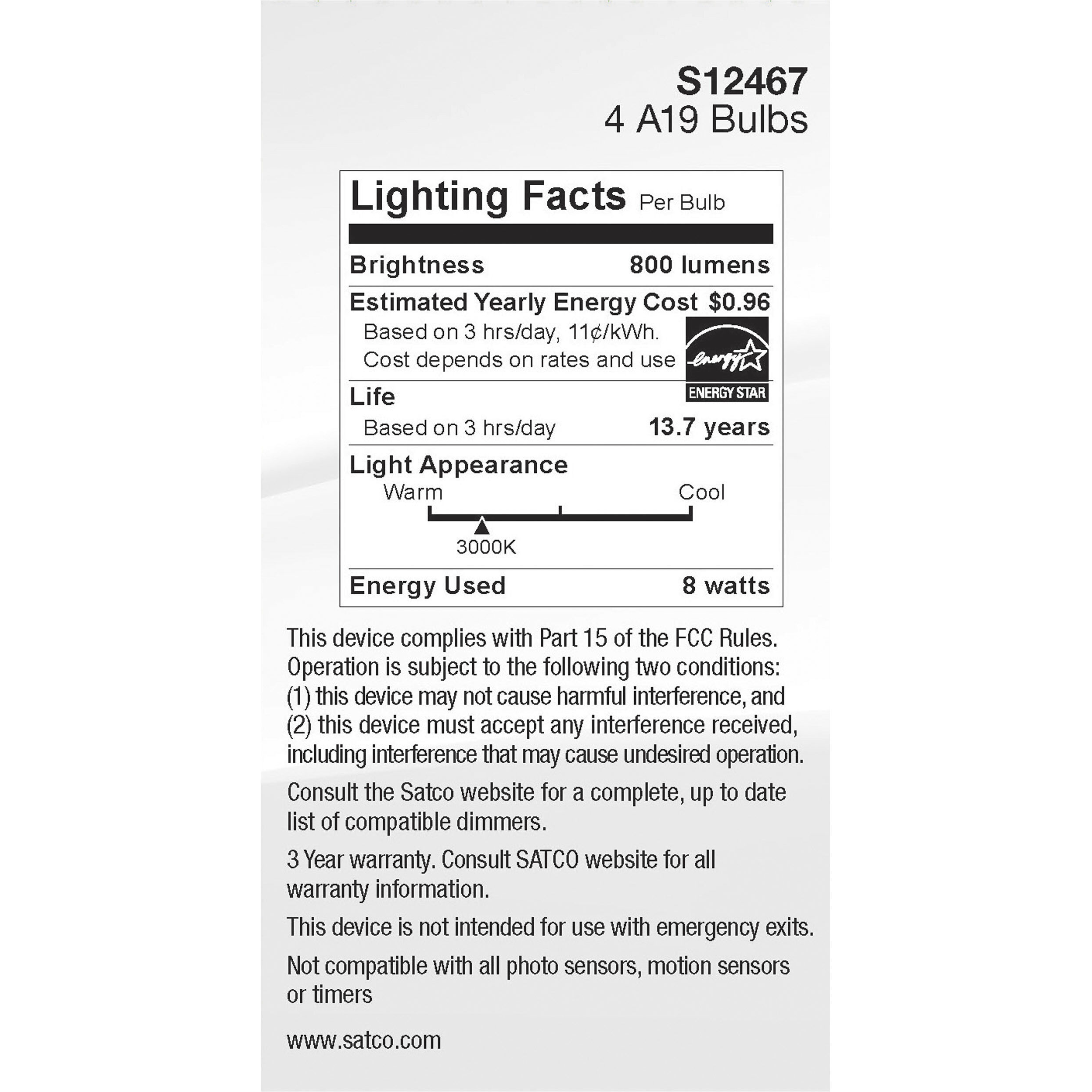 Lumos LED Medium 8 watt 120 3000K LED Filament, LED Filament