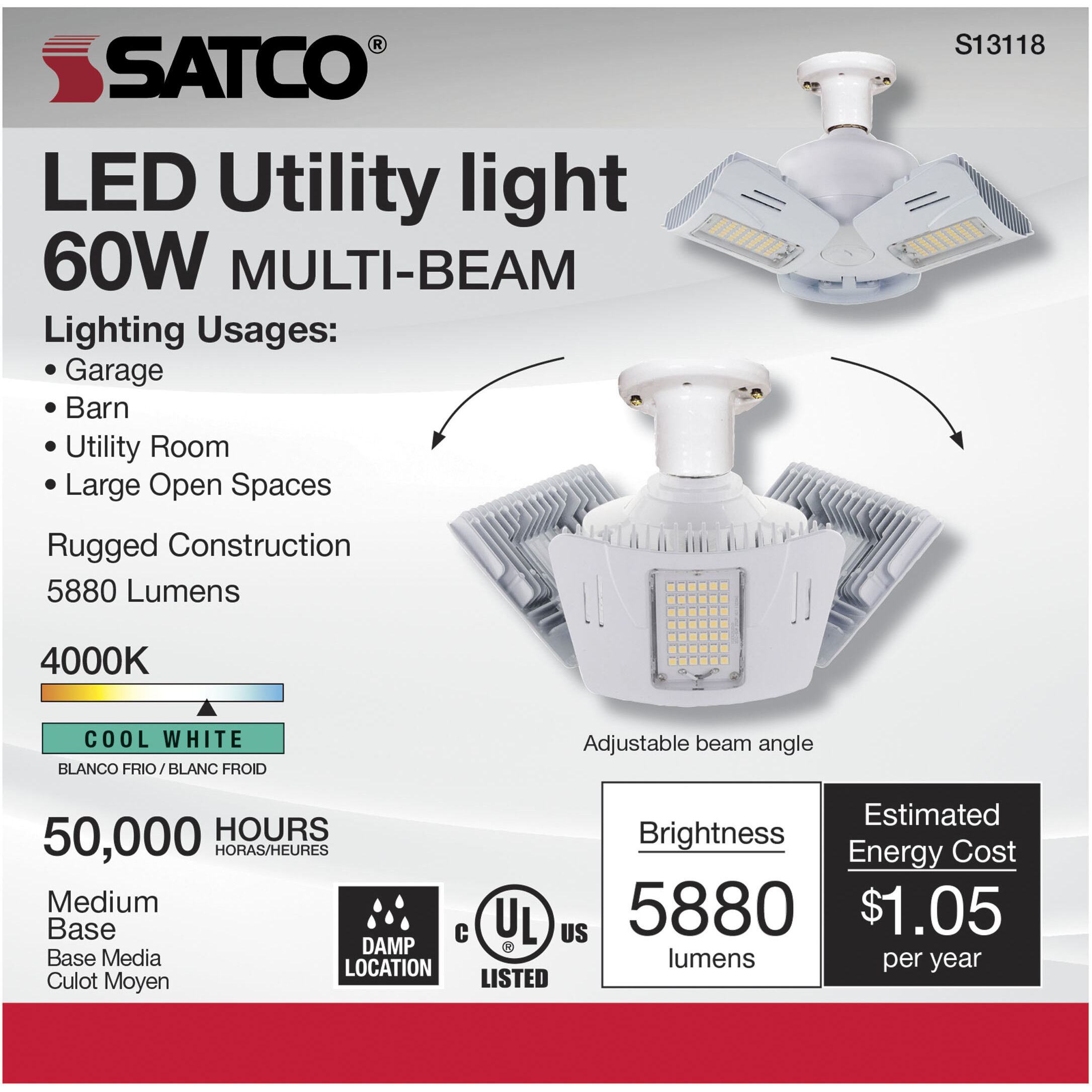 Lumos LED ED28 60.00 watt 4000K Light Bulb