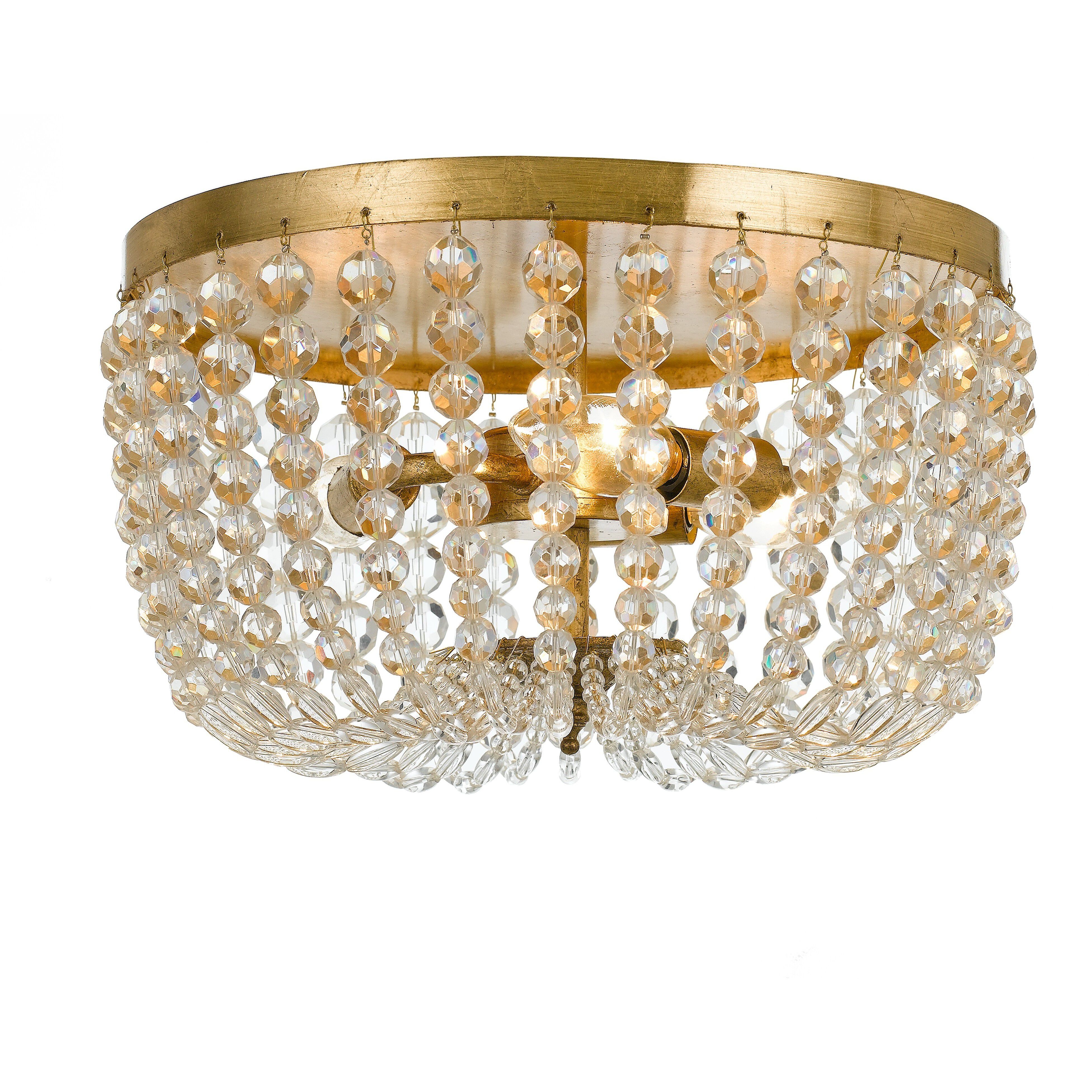Rylee 3 Light 12.5 inch Antique Gold Flush Ceiling Light