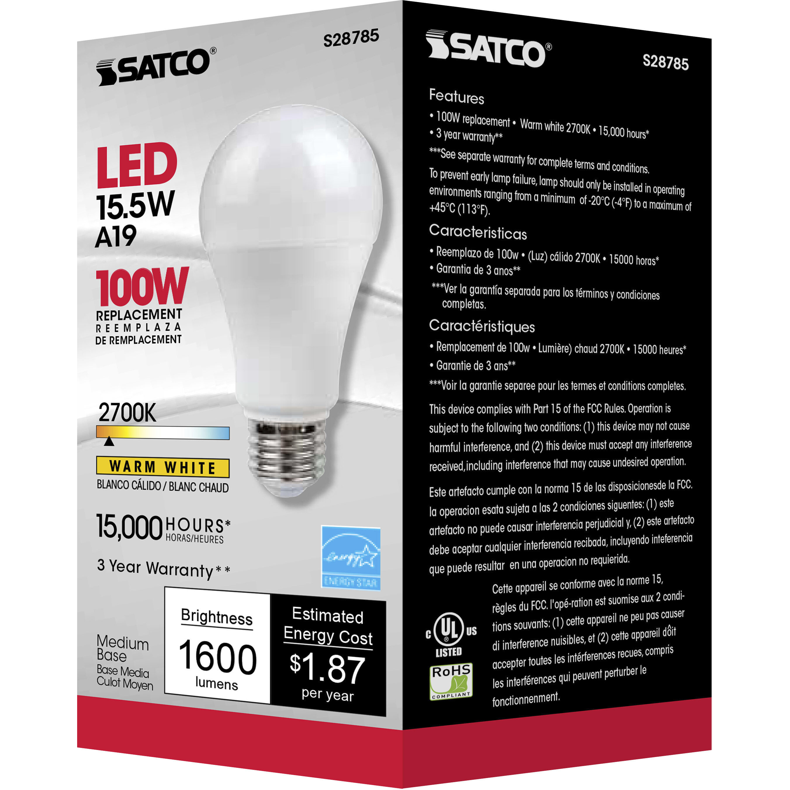 Lumos LED A19 Medium E26 15.5 watt 120V 2700K Light Bulb, Type A