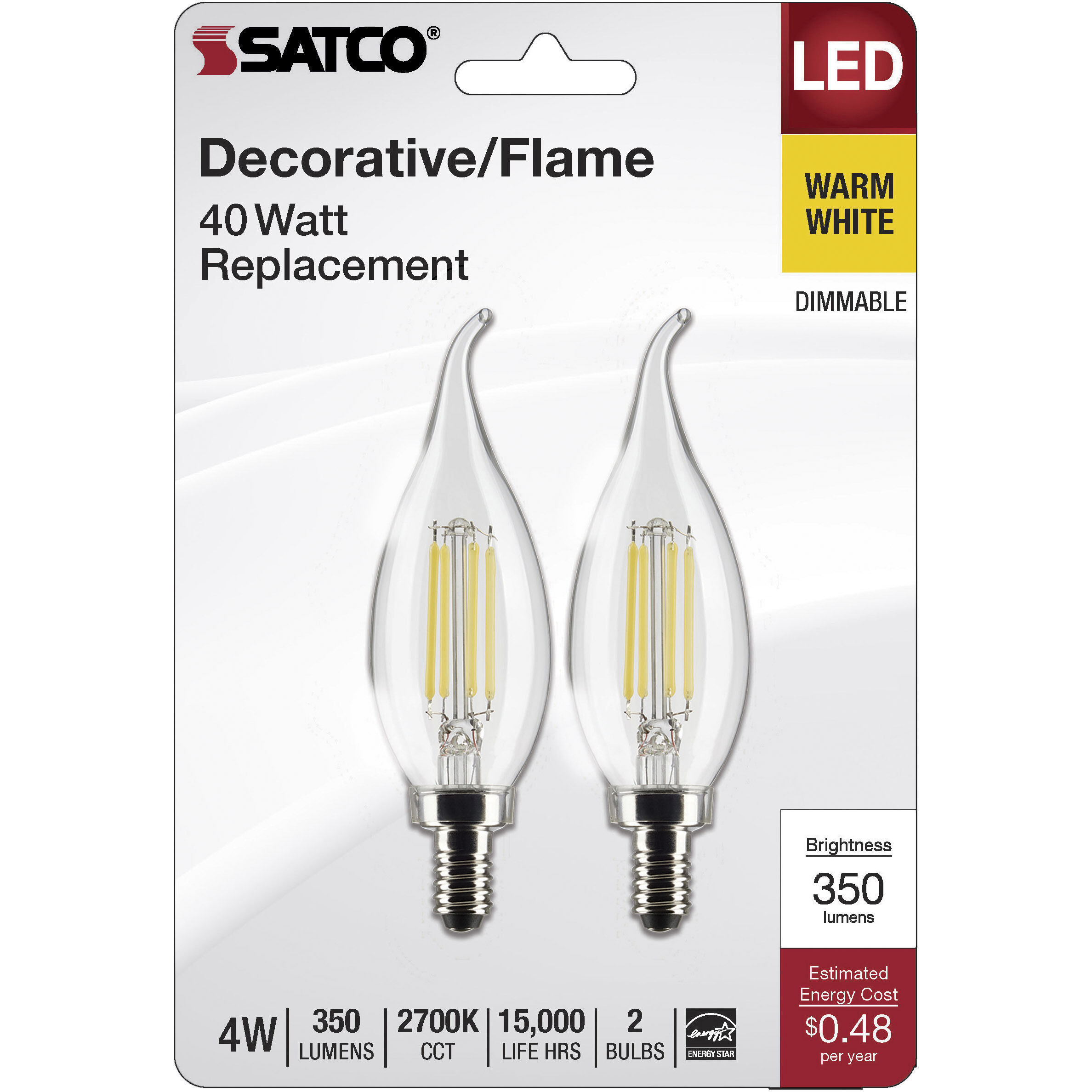 Lumos LED Candelabra 4 watt 120 2700K LED Filament, LED Filament