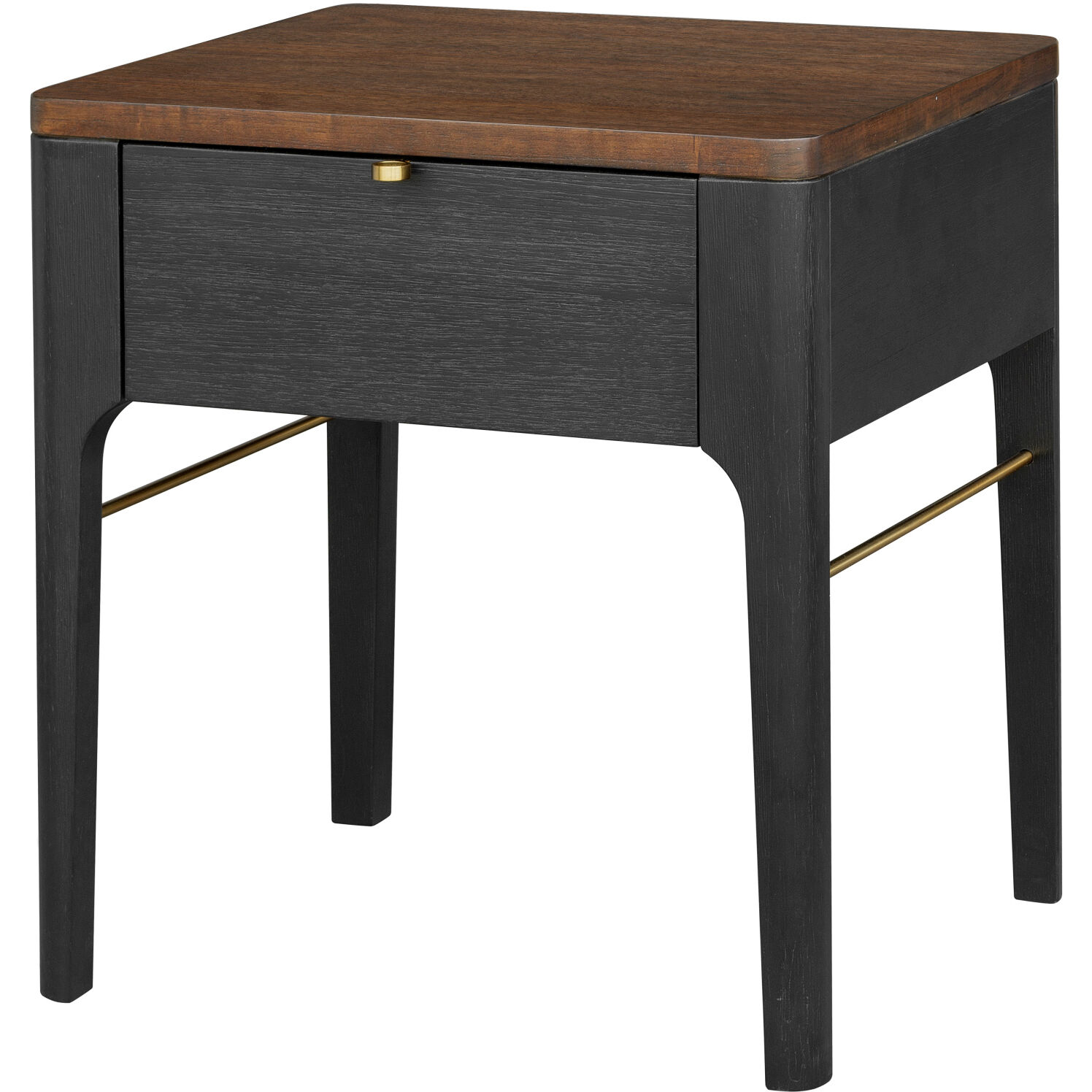 Anello 24 X 22 inch Top: Brown; Base: Black/Metallic - Brass End Table