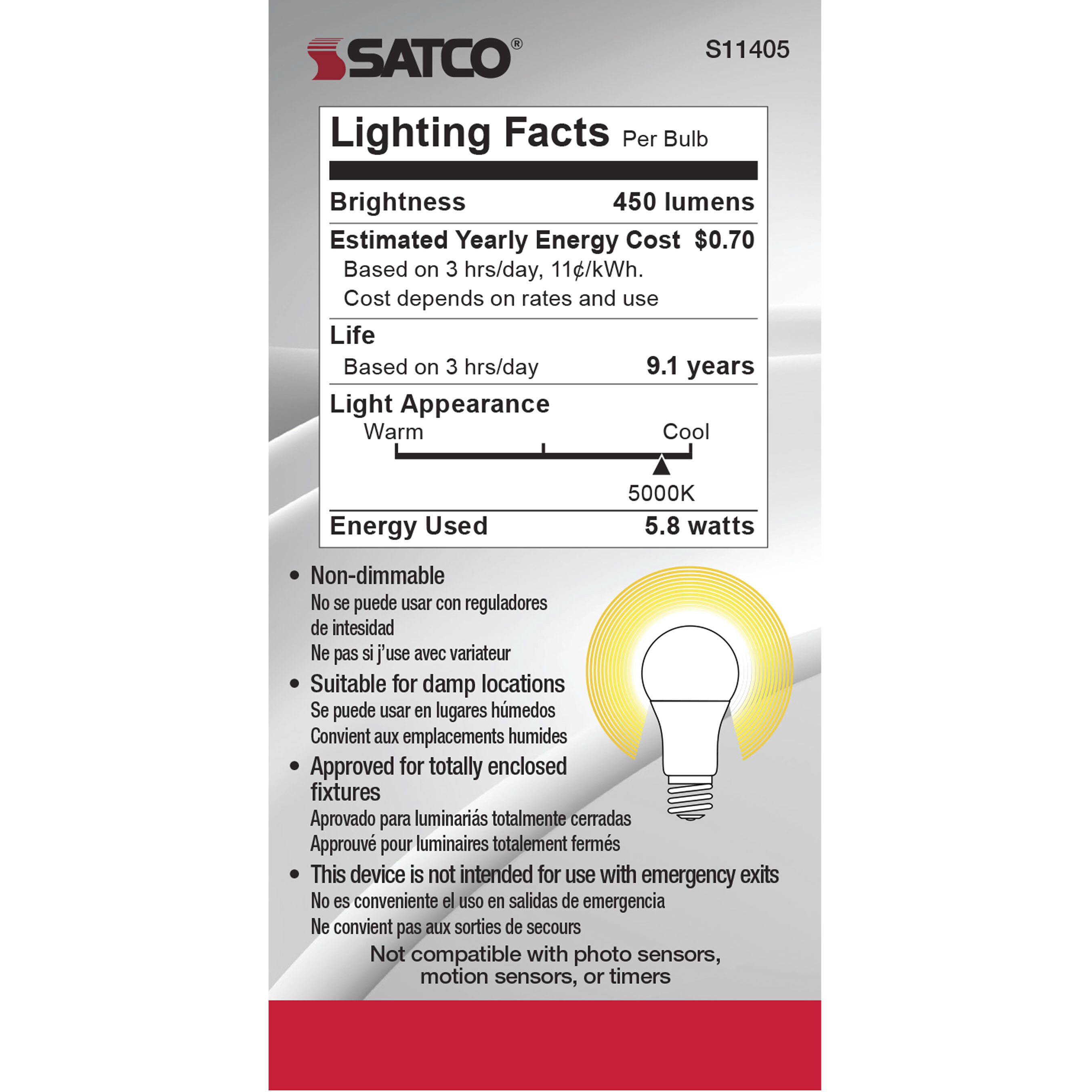 Lumos LED A19 Medium Medium 5.8 watt 120V 5000K Bulb