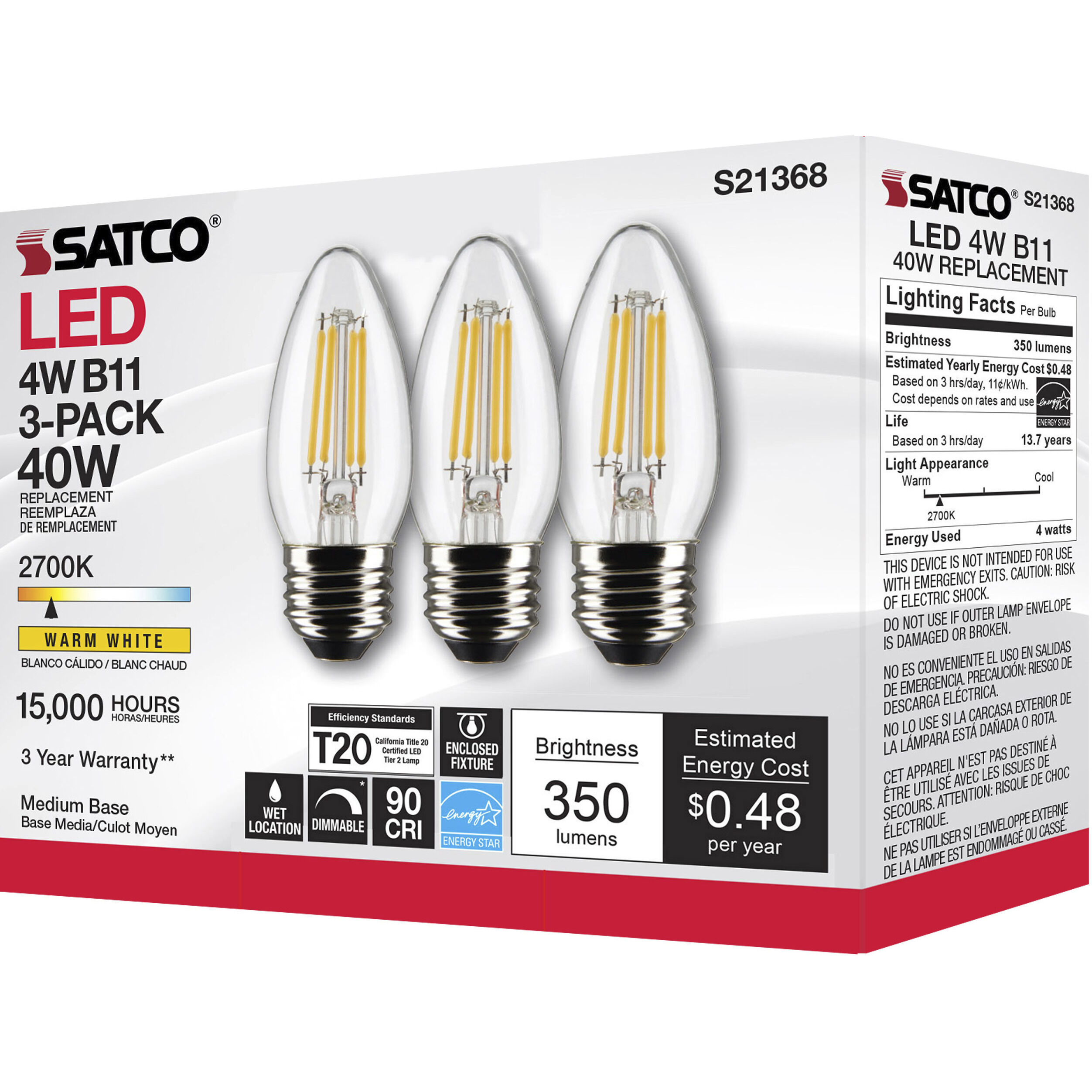 Lumos LED Medium Medium 4.00 watt 2700K LED Filament