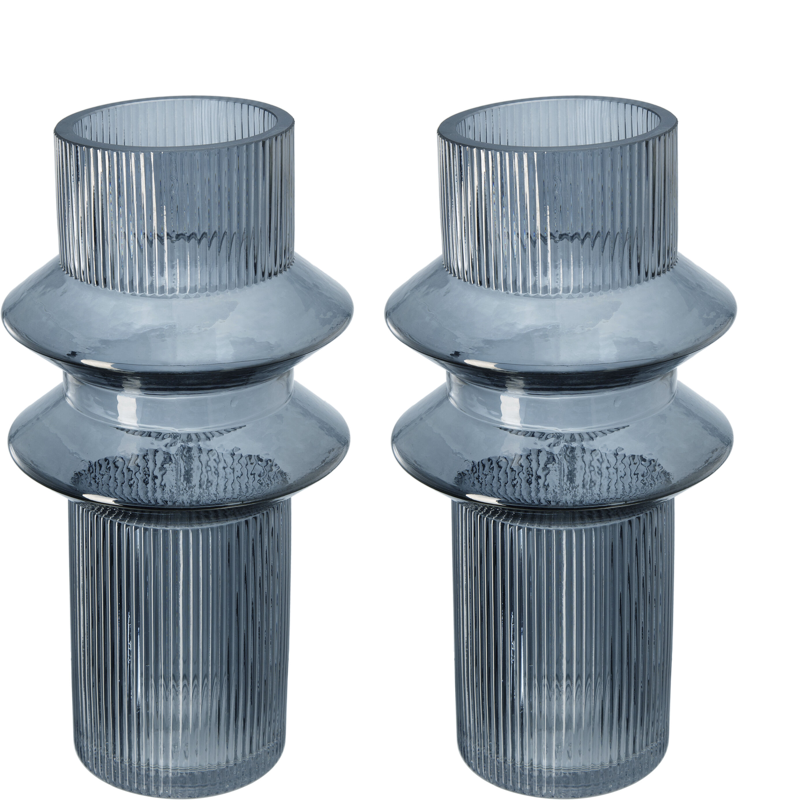 Ribbed Glass 11.80 inch  X 5.90 inch Vase