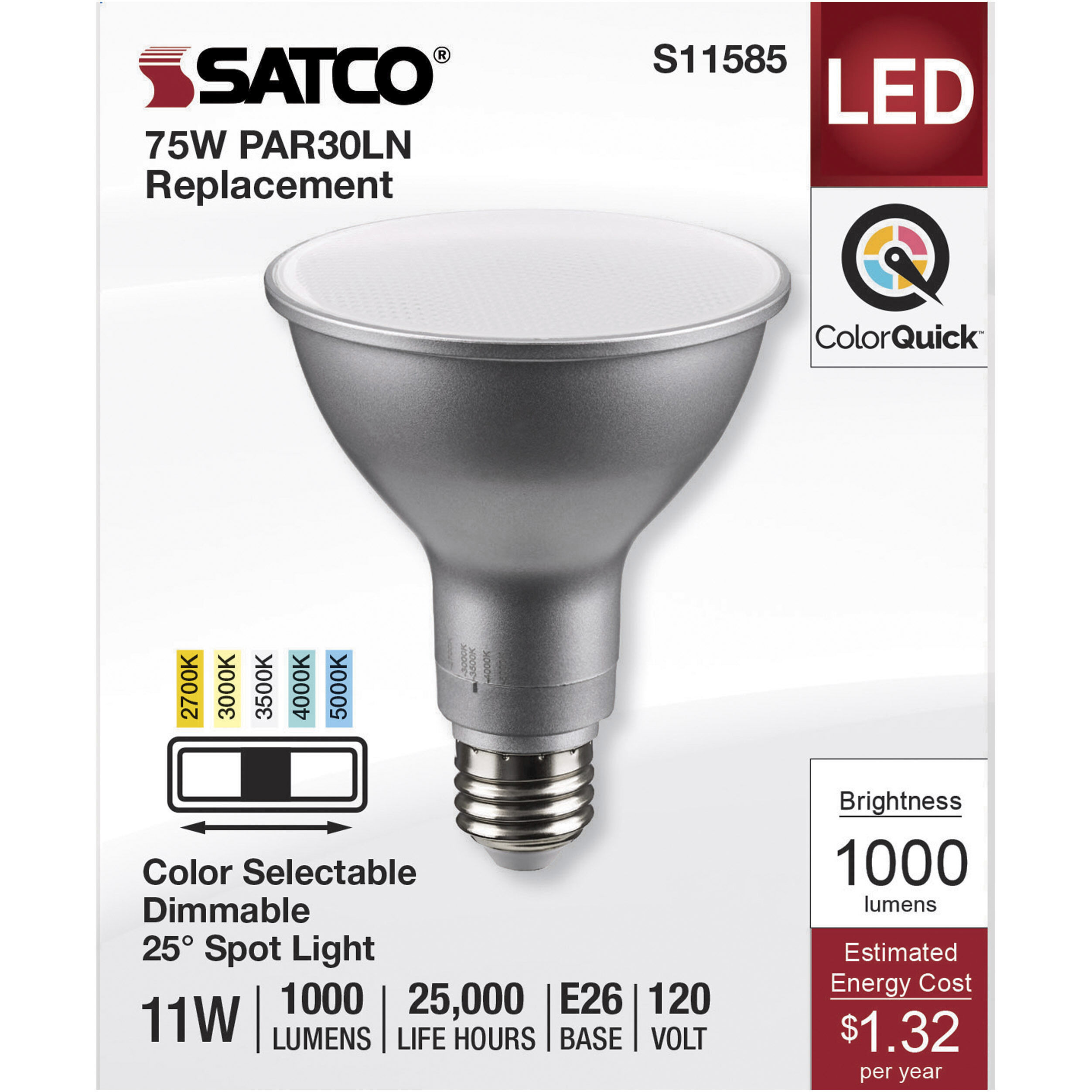 Lumos LED Medium PAR30LN 11 watt 2700K/3000K/3500K/4000K/5000K Light Bulb