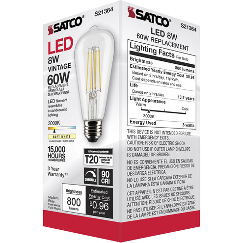 Lumos LED Medium Medium 8.00 watt 3000K LED Filament