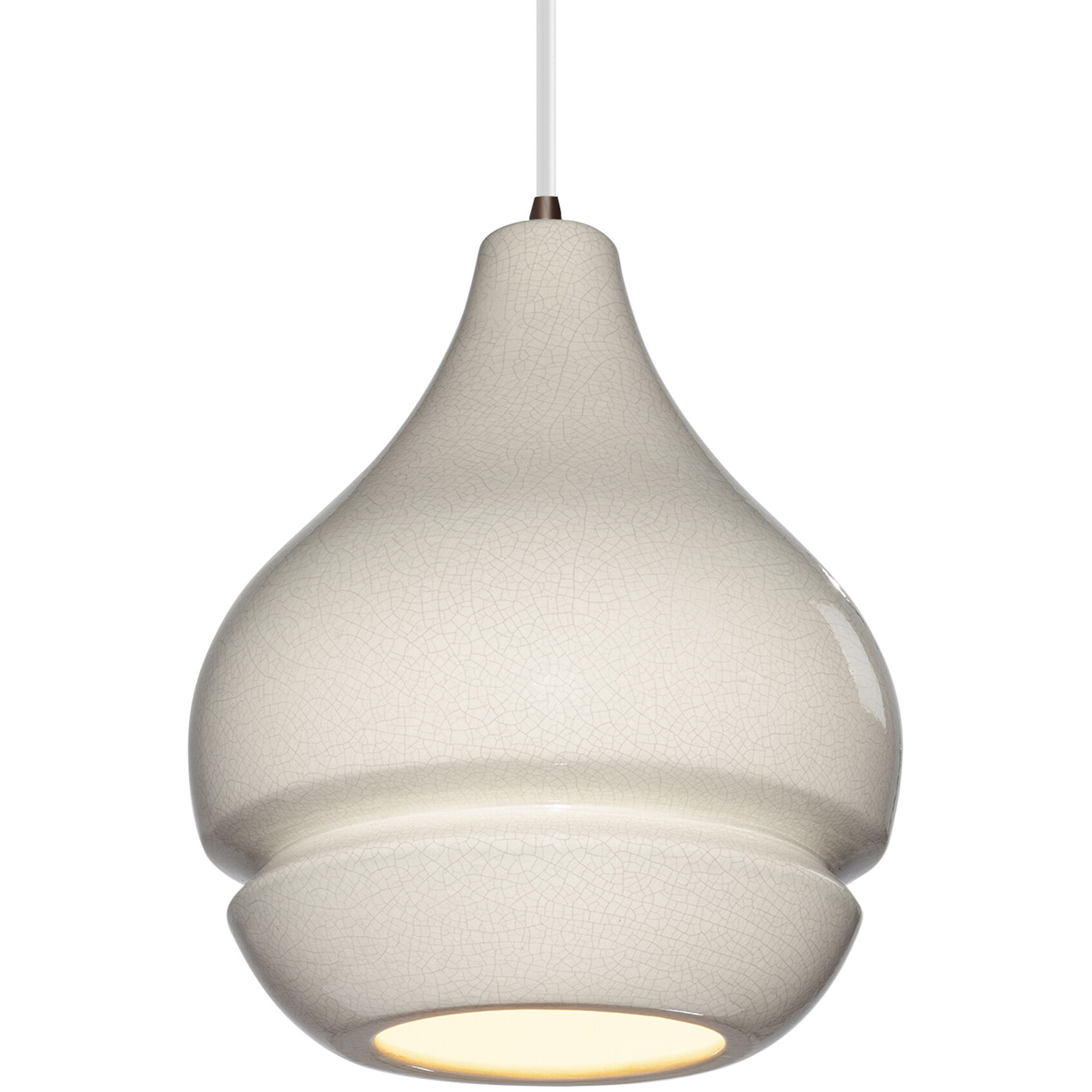 Radiance Collection LED 8 inch Dark Bronze and White Crackle and White Pendant Ceiling Light