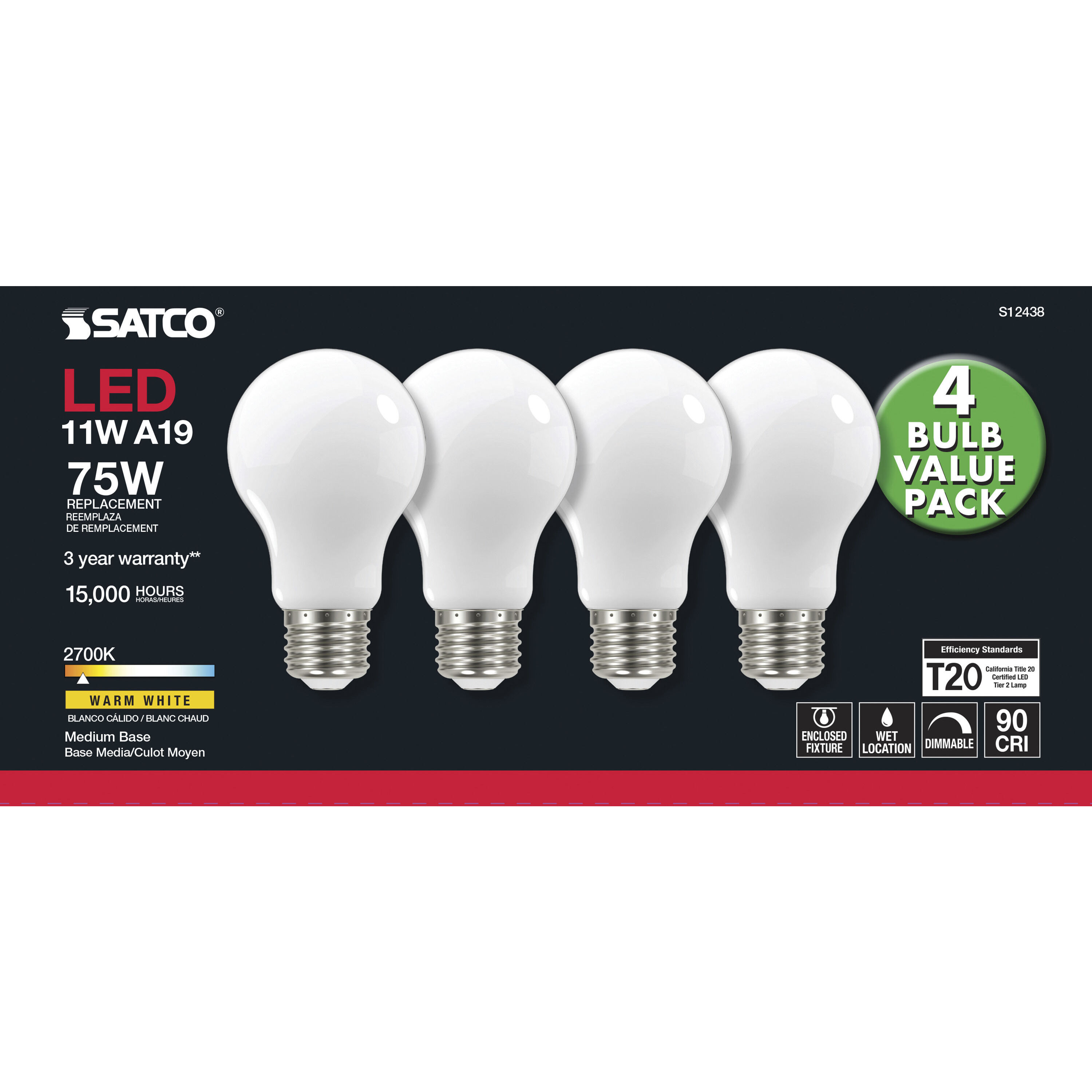Lumos LED Medium A19 11.00 watt 2700K LED Filament
