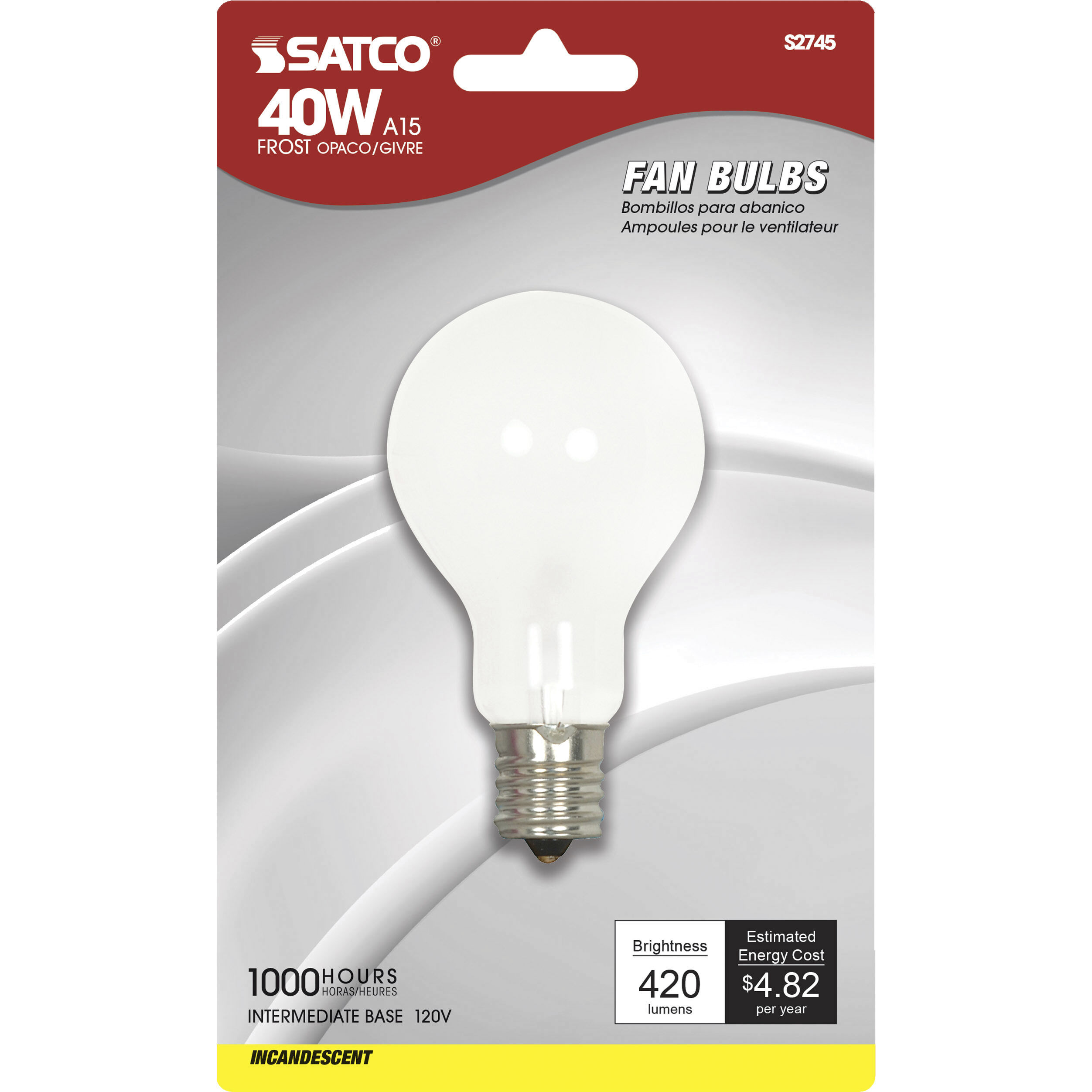 Lumos Incandescent A15 Intermediate E17 40 watt 120V 2700K Light Bulb