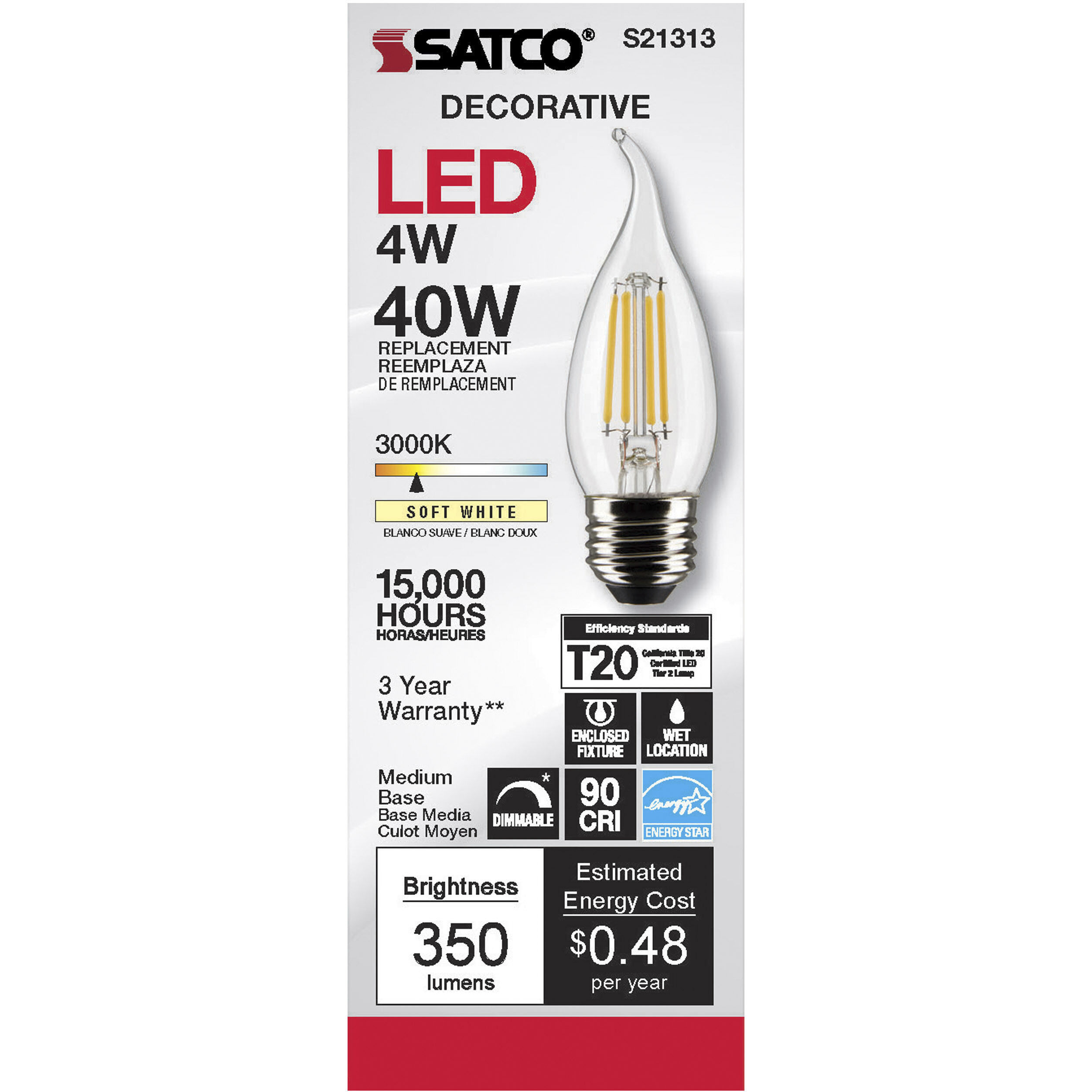Lumos LED Medium Medium 4.00 watt 3000K LED Filament
