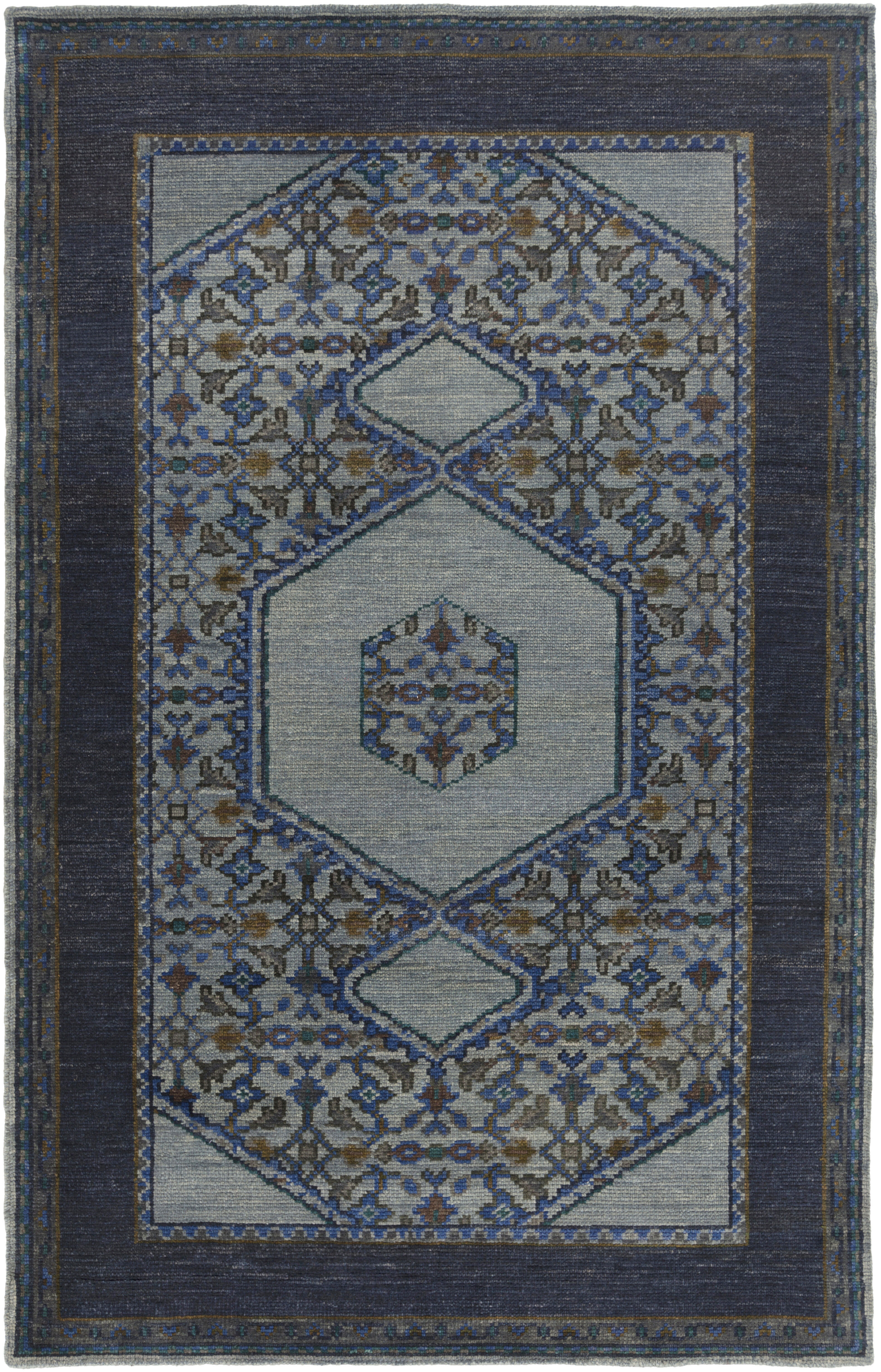 Loren 102 X 66 inch Blue Rug, Rectangle