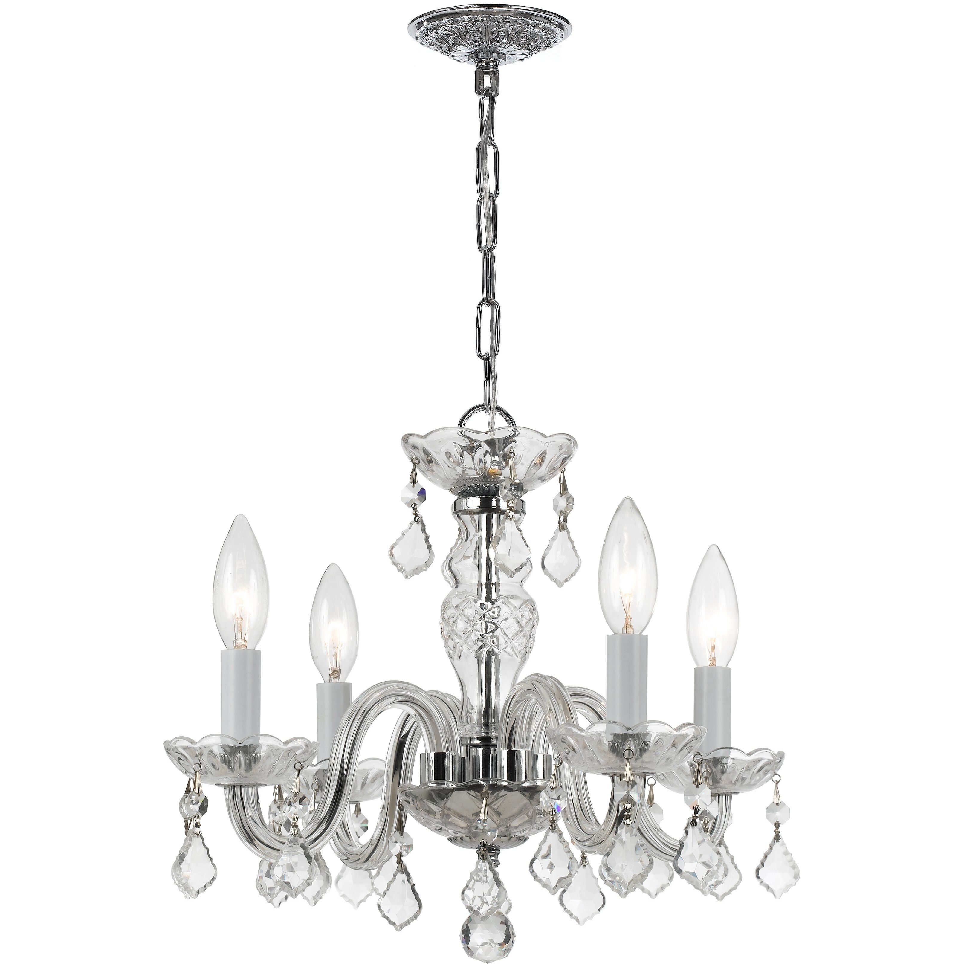 Traditional Crystal 4 Light 15 inch Polished Chrome Mini Chandelier Ceiling Light in Clear Spectra