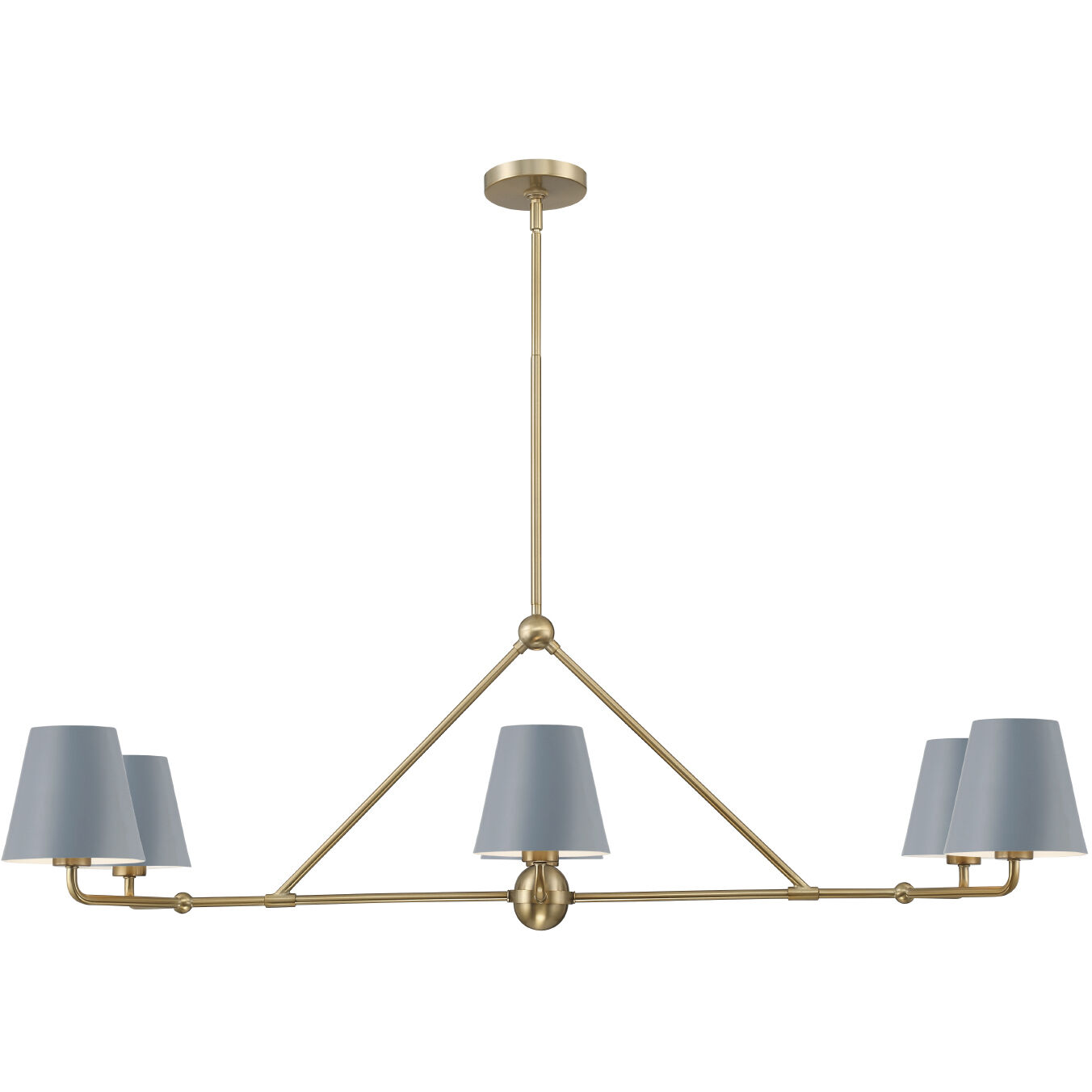Xavier 6 Light 46 inch Vibrant Gold Linear Chandelier Ceiling Light in Vibrant Gold and Blue