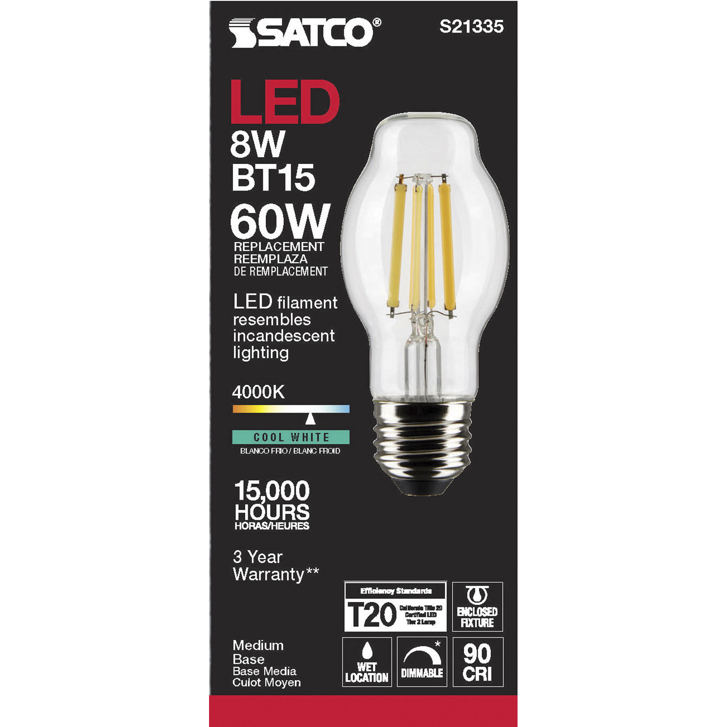Lumos LED Medium Medium 8.00 watt 4000K LED Filament