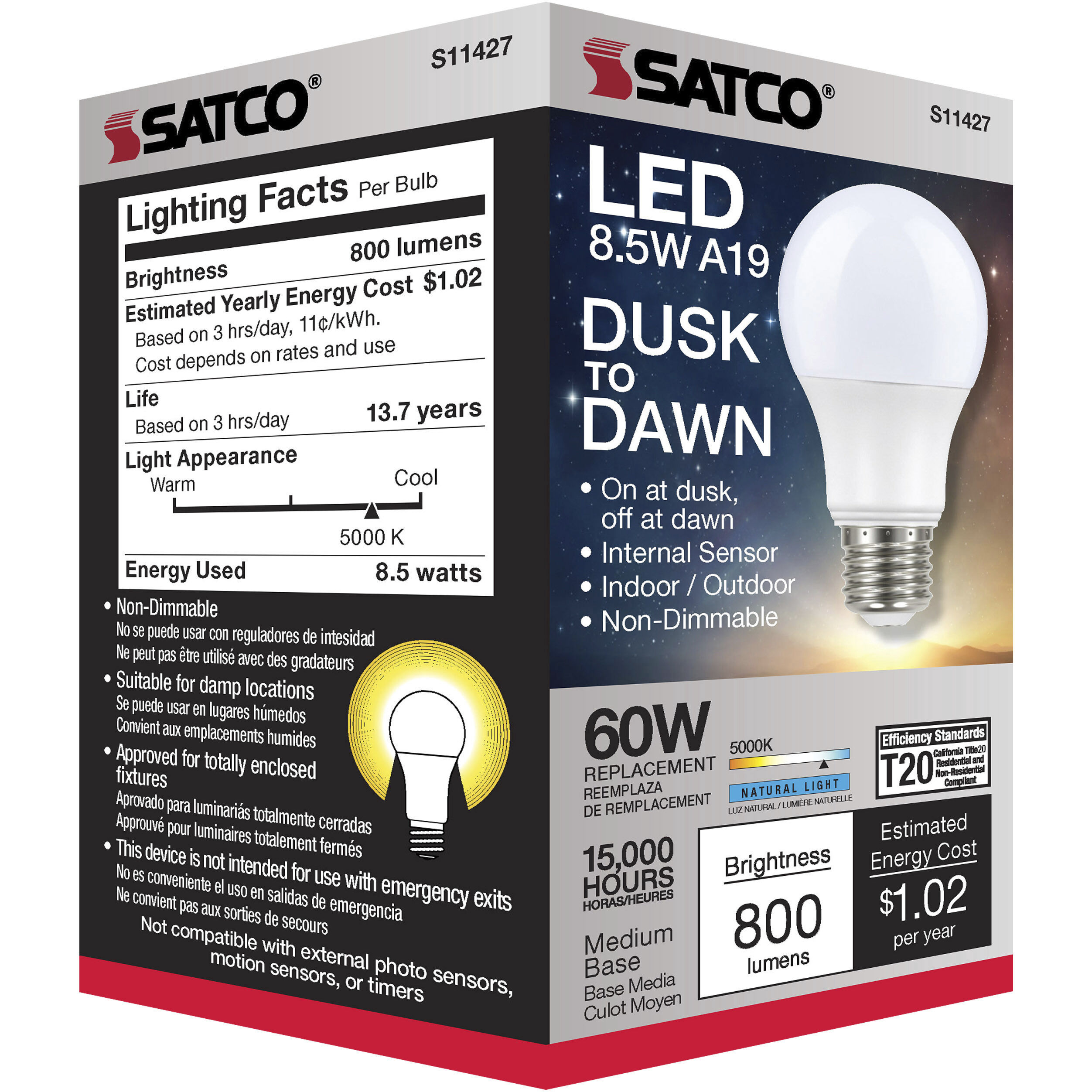 Lumos LED A19 8.00 watt 5000K Type A Bulb