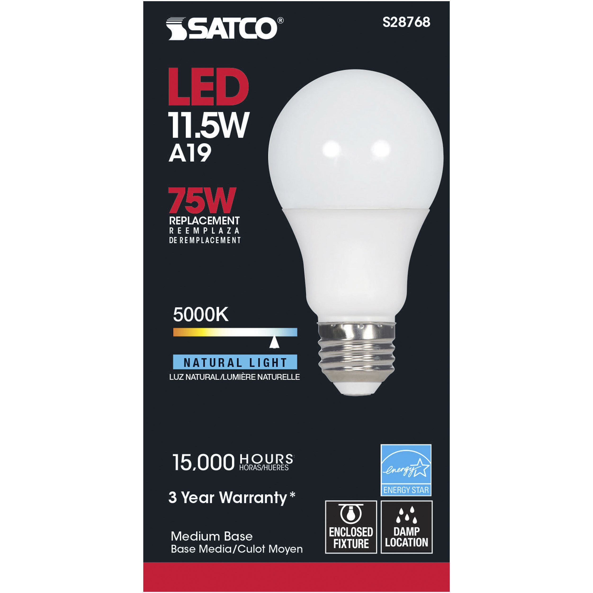 Lumos LED A19 Medium E26 11.5 watt 120V 5000K Light Bulb, Type A