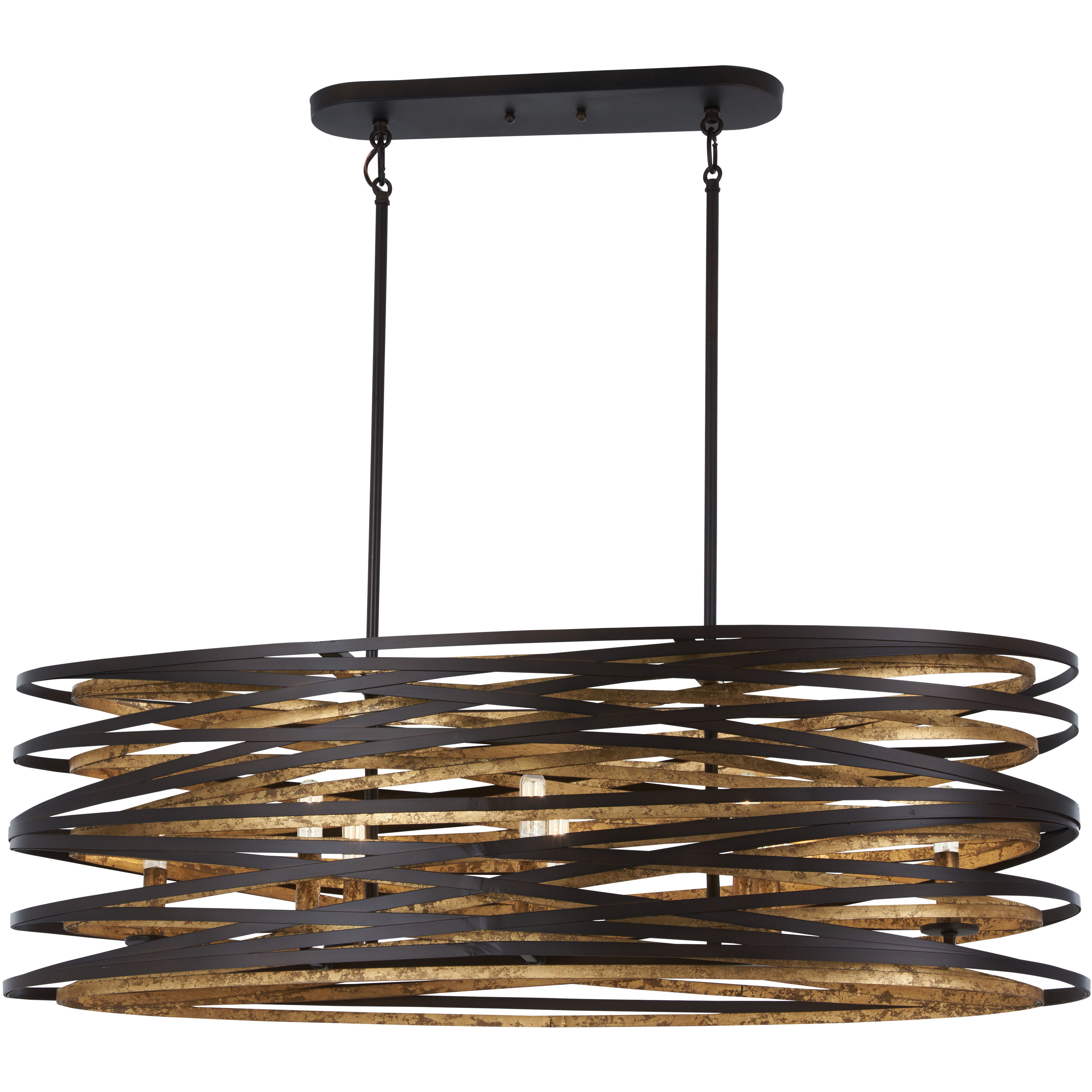 Vortic Flow 8 Light 40 inch Dark Bronze/Mosaic Gold Island Light Ceiling Light