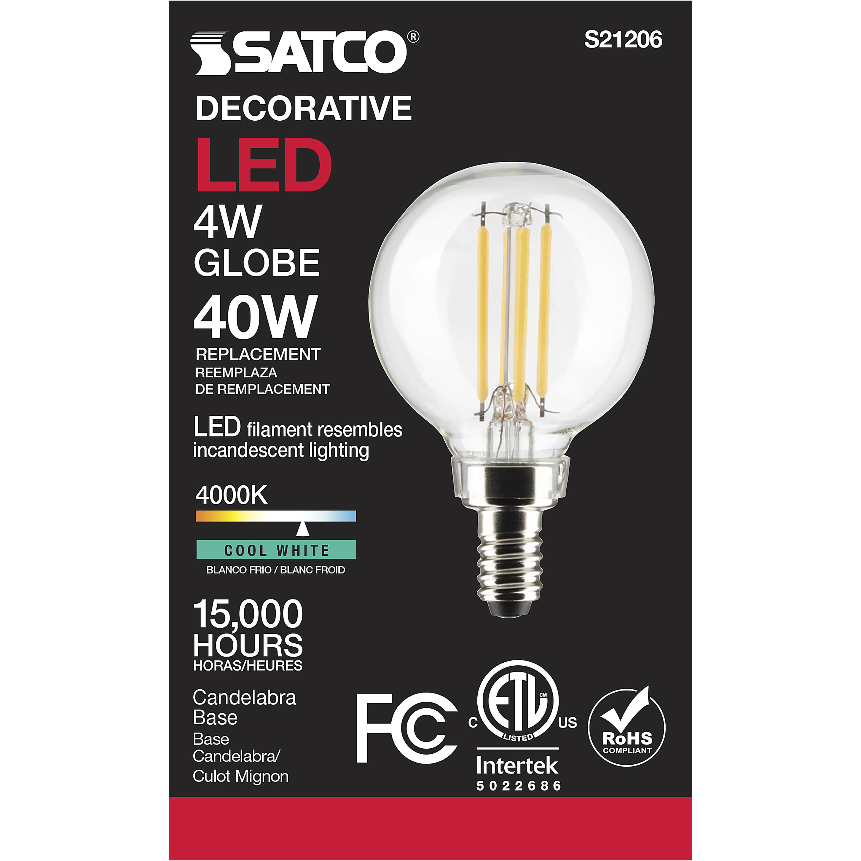 Lumos LED Candelabra Candelabra 4.00 watt 4000K LED Filament