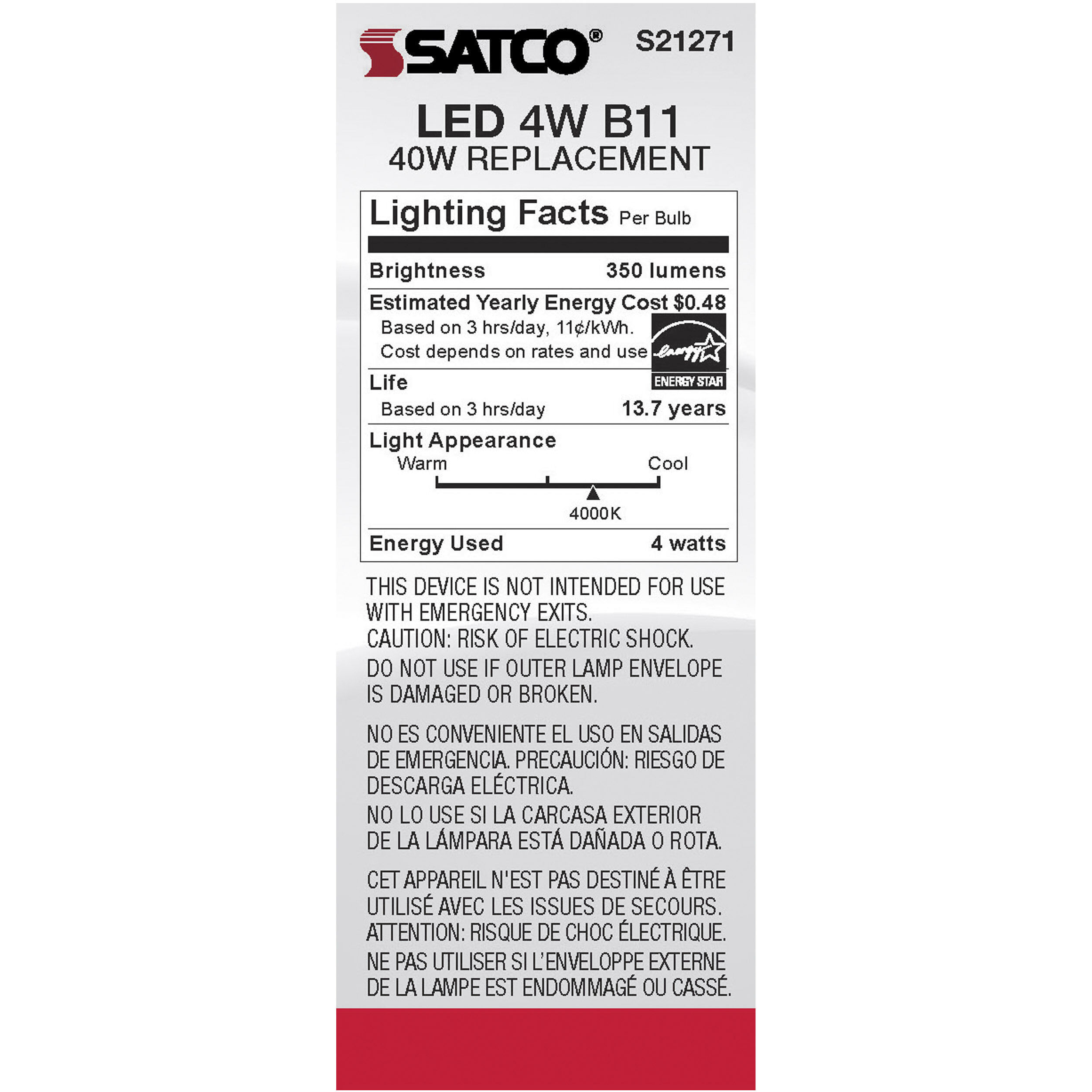 Lumos LED Candelabra Candelabra 4.00 watt 4000K LED Filament