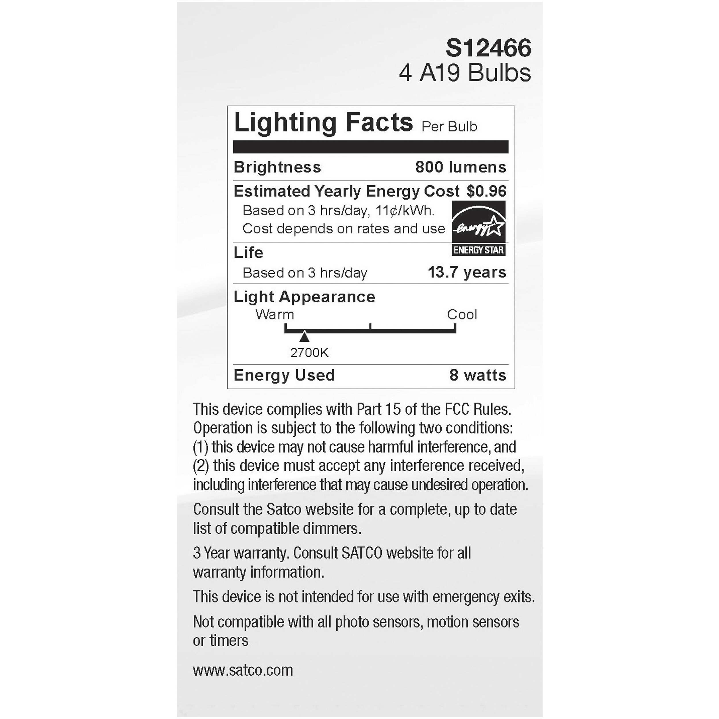 Lumos LED Medium 8 watt 120 2700K LED Filament, LED Filament
