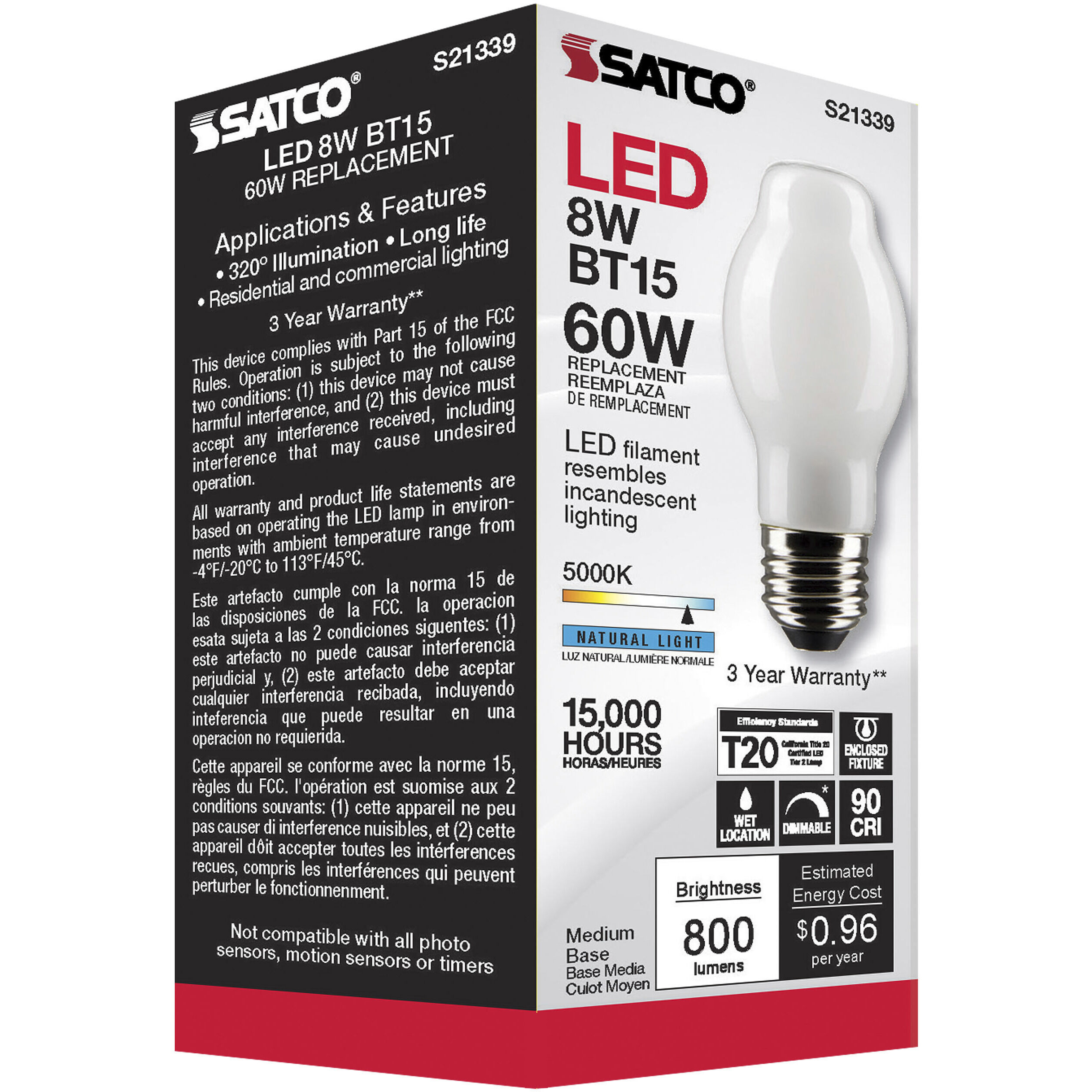 Lumos LED Medium Medium 8.00 watt 5000K LED Filament